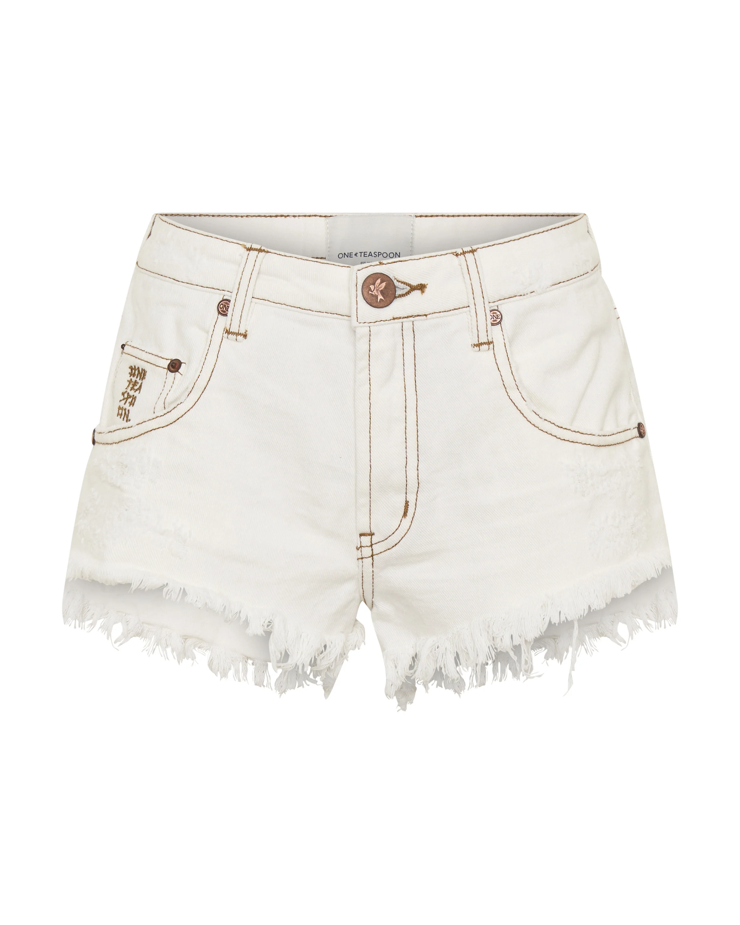 Renegades High Waist Denim Shorts - White Beauty - Image 10