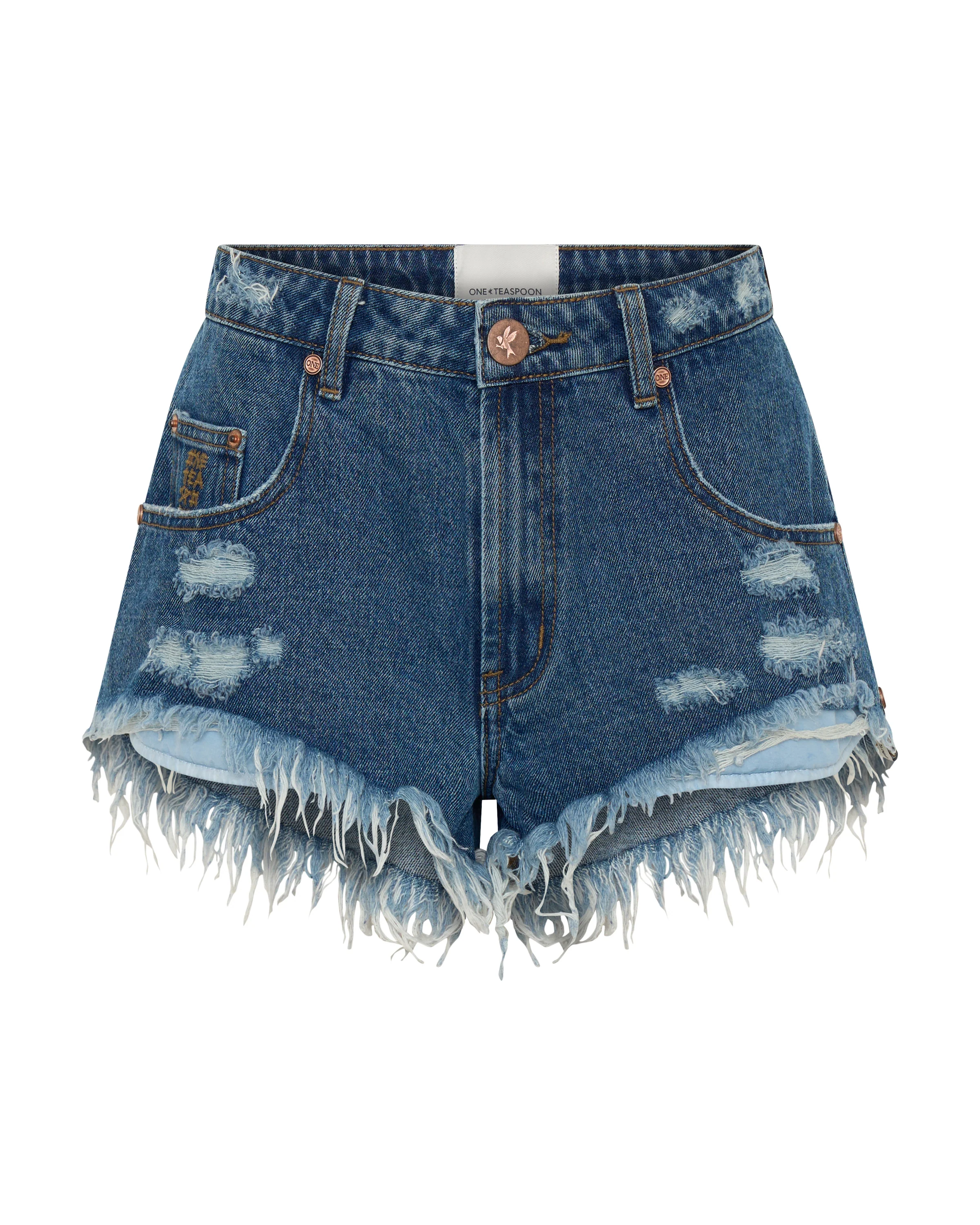 Renegades High Waist Denim Shorts - Badlands Blue - Image 11
