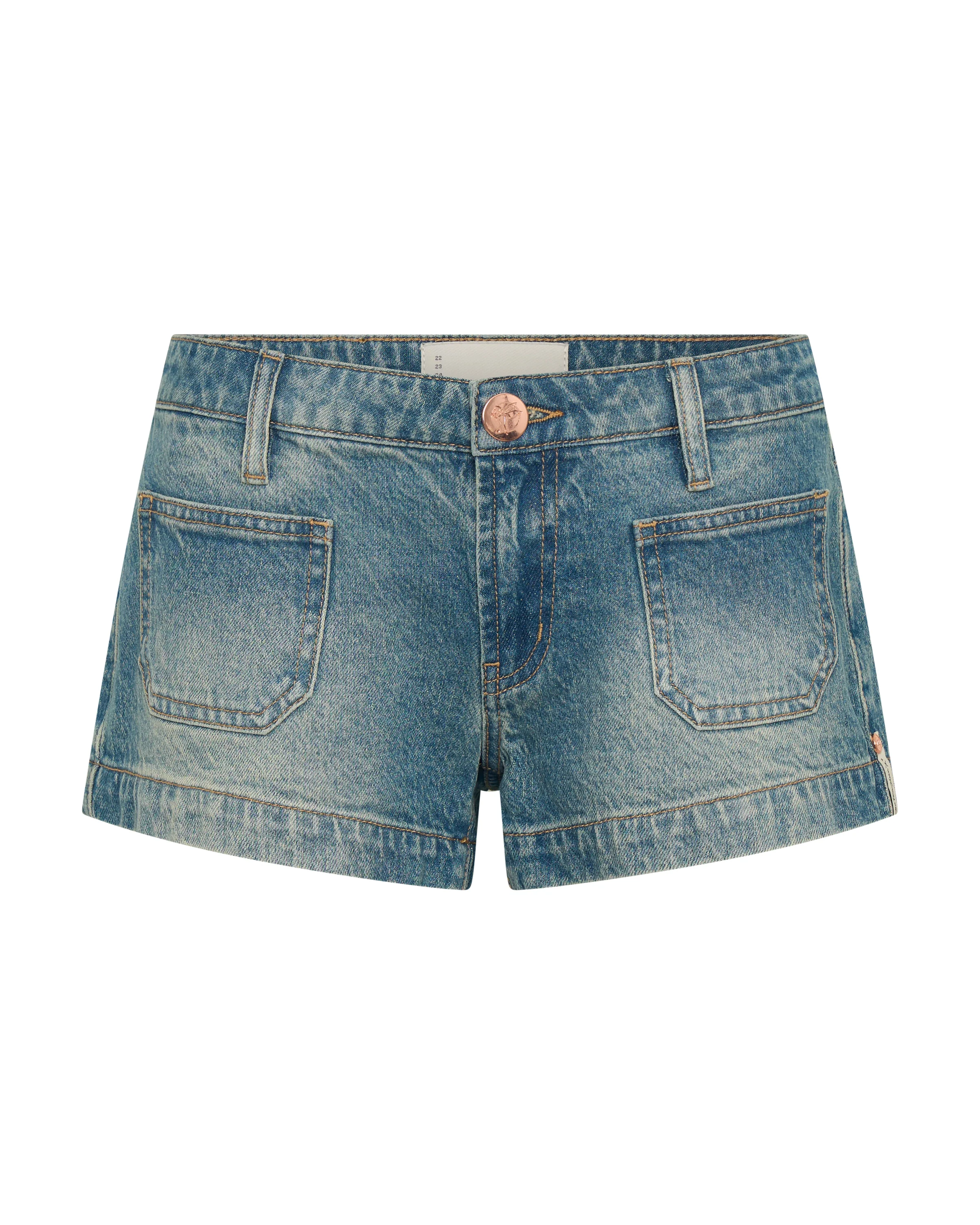Retro Dukes Low Waist Mini Denim Shorts - Texas Blue - Image 10