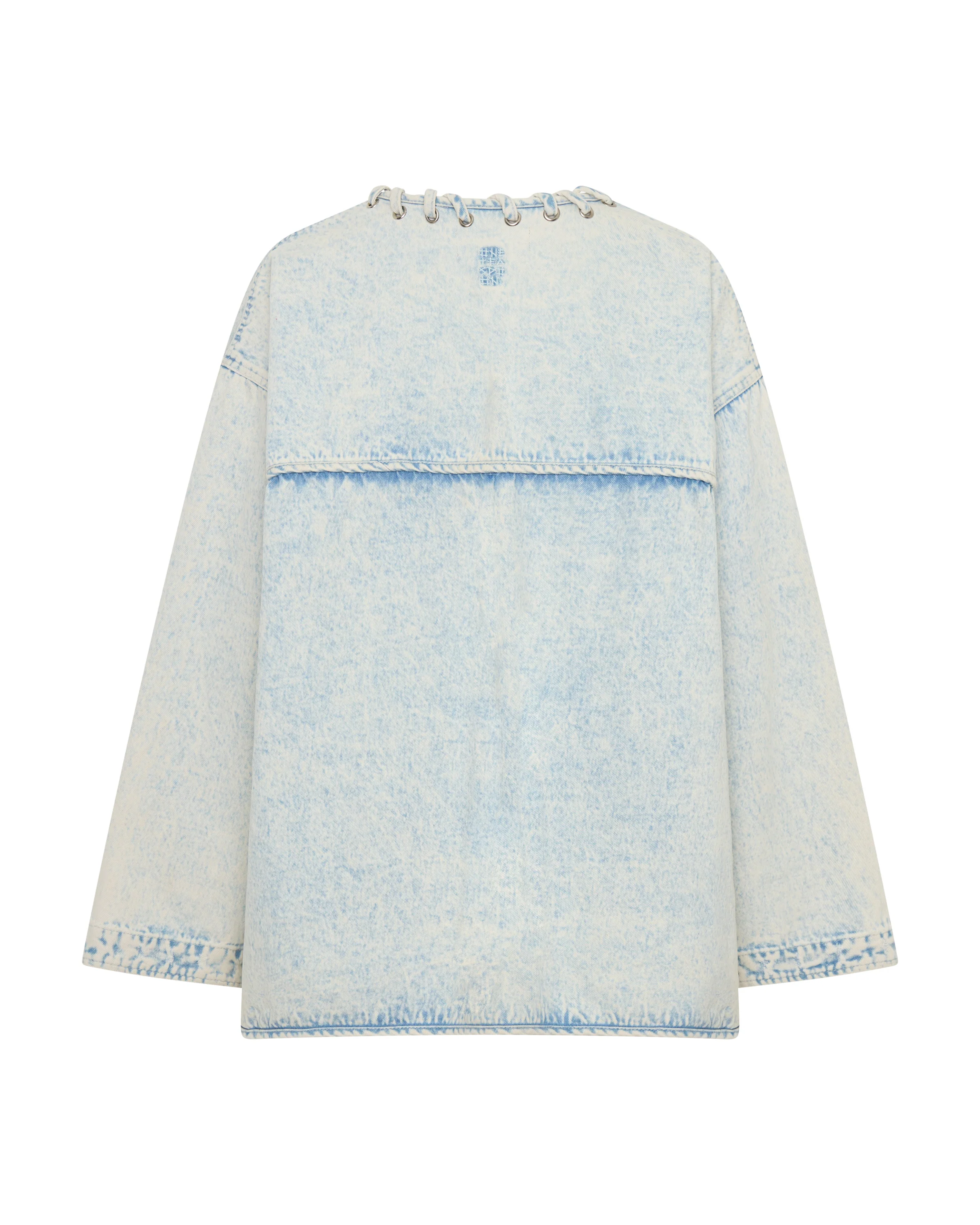 Ringleader Threaded Oversized Denim Jacket - Beach Blue - Image 16