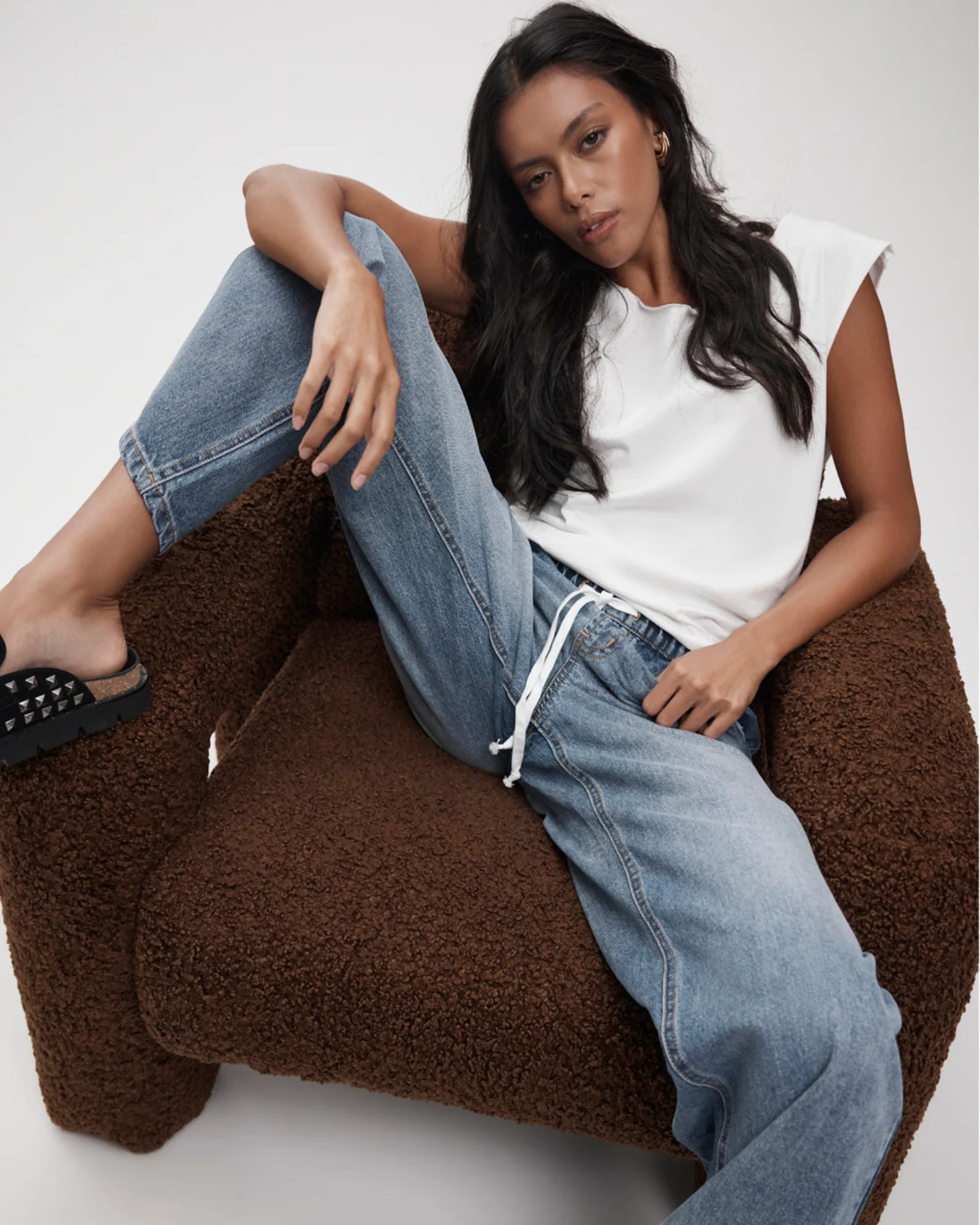 Roadhouse Mid Waist Wide Leg Drawstring Denim Jean - Hoodlum Blue - Image 10