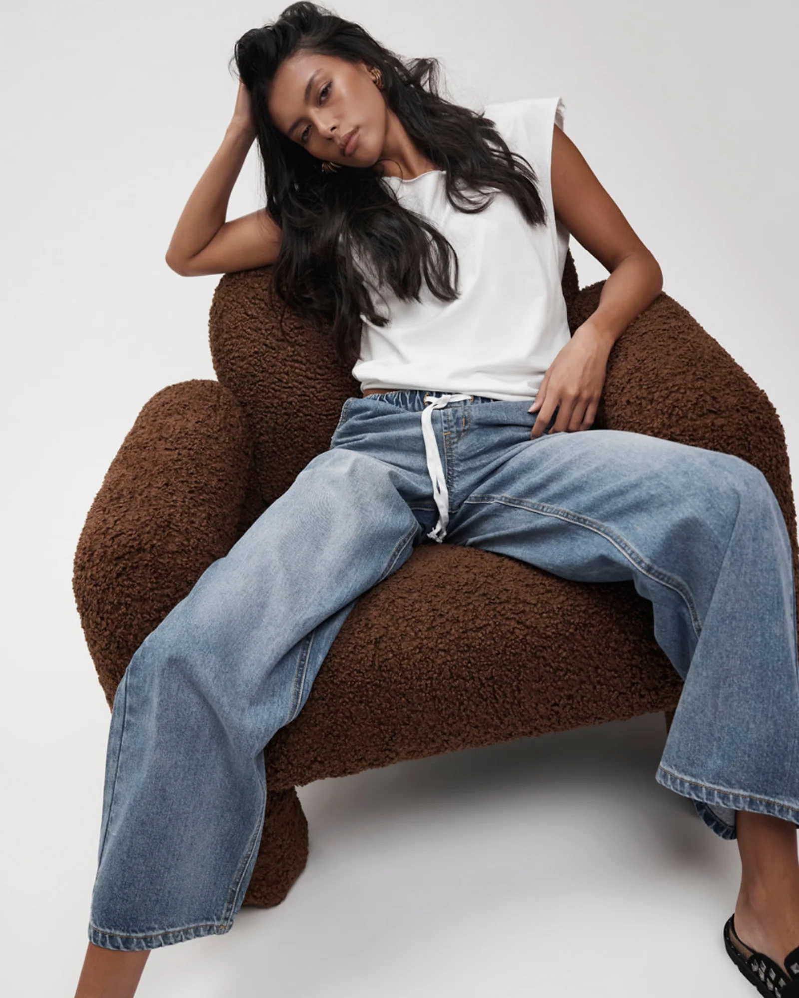 Roadhouse Mid Waist Wide Leg Drawstring Denim Jean - Hoodlum Blue - Image 11