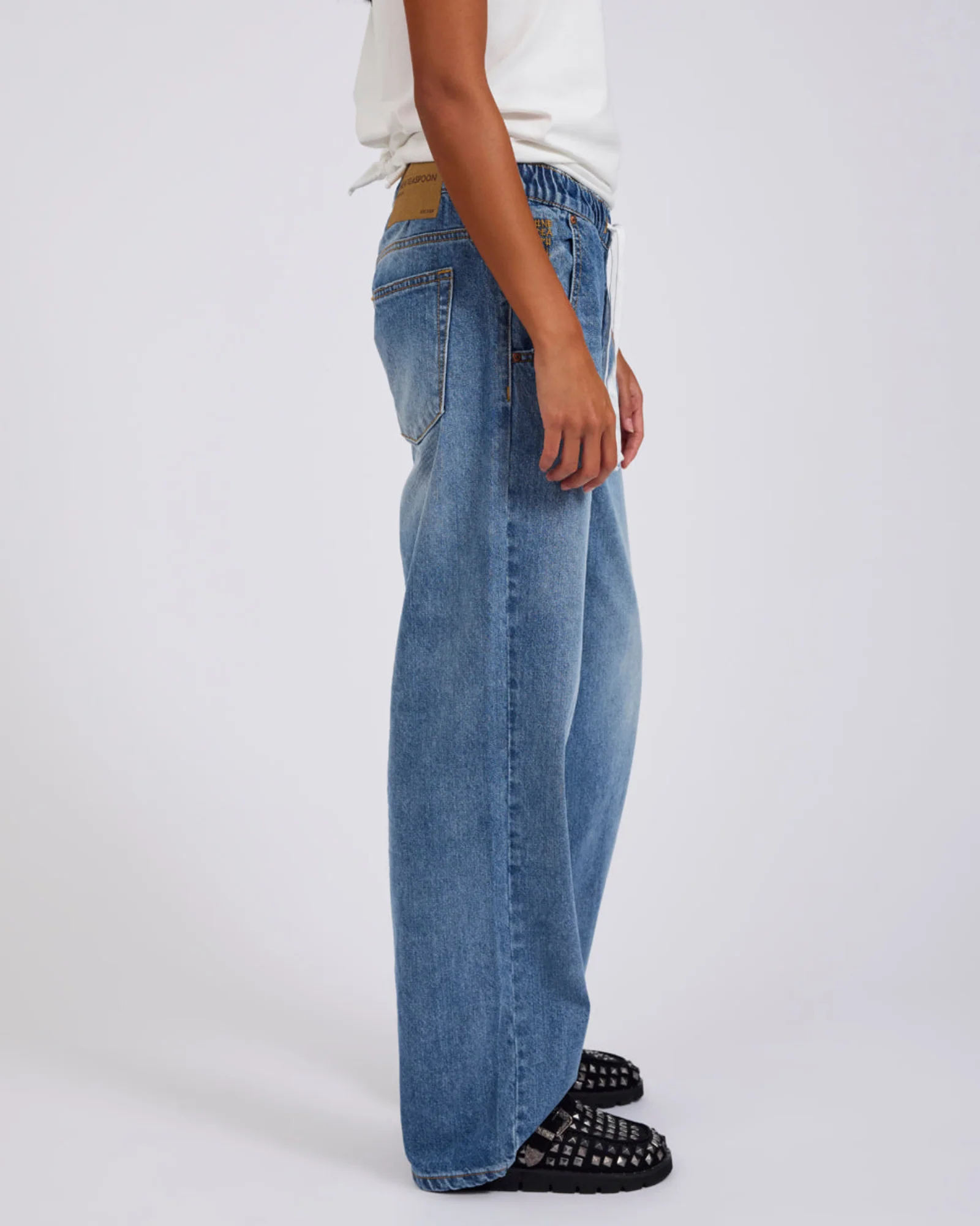 Roadhouse Mid Waist Wide Leg Drawstring Denim Jean - Hoodlum Blue - Image 6