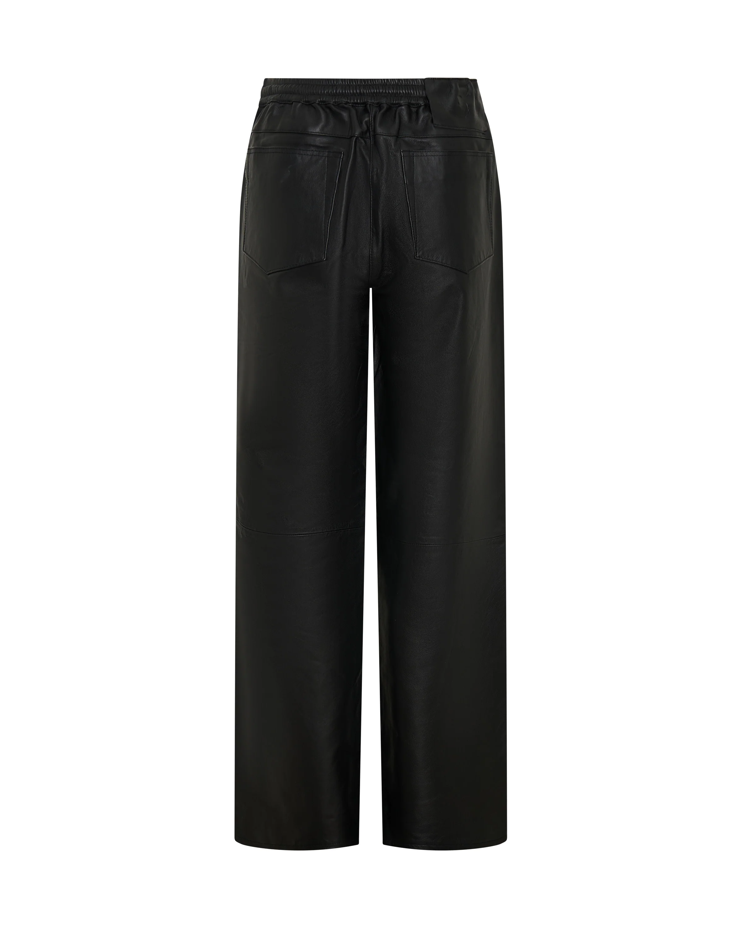 Roadhouse Mid Waist Wide Leg Drawstring Leather Pants - Black - Image 9