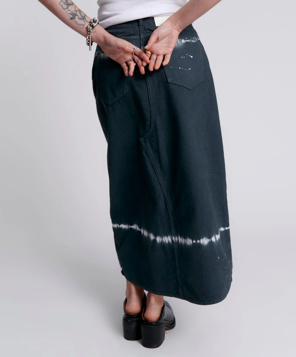 Rocko Mid Waist Long Length Denim Skirt - Black Magic - Image 4