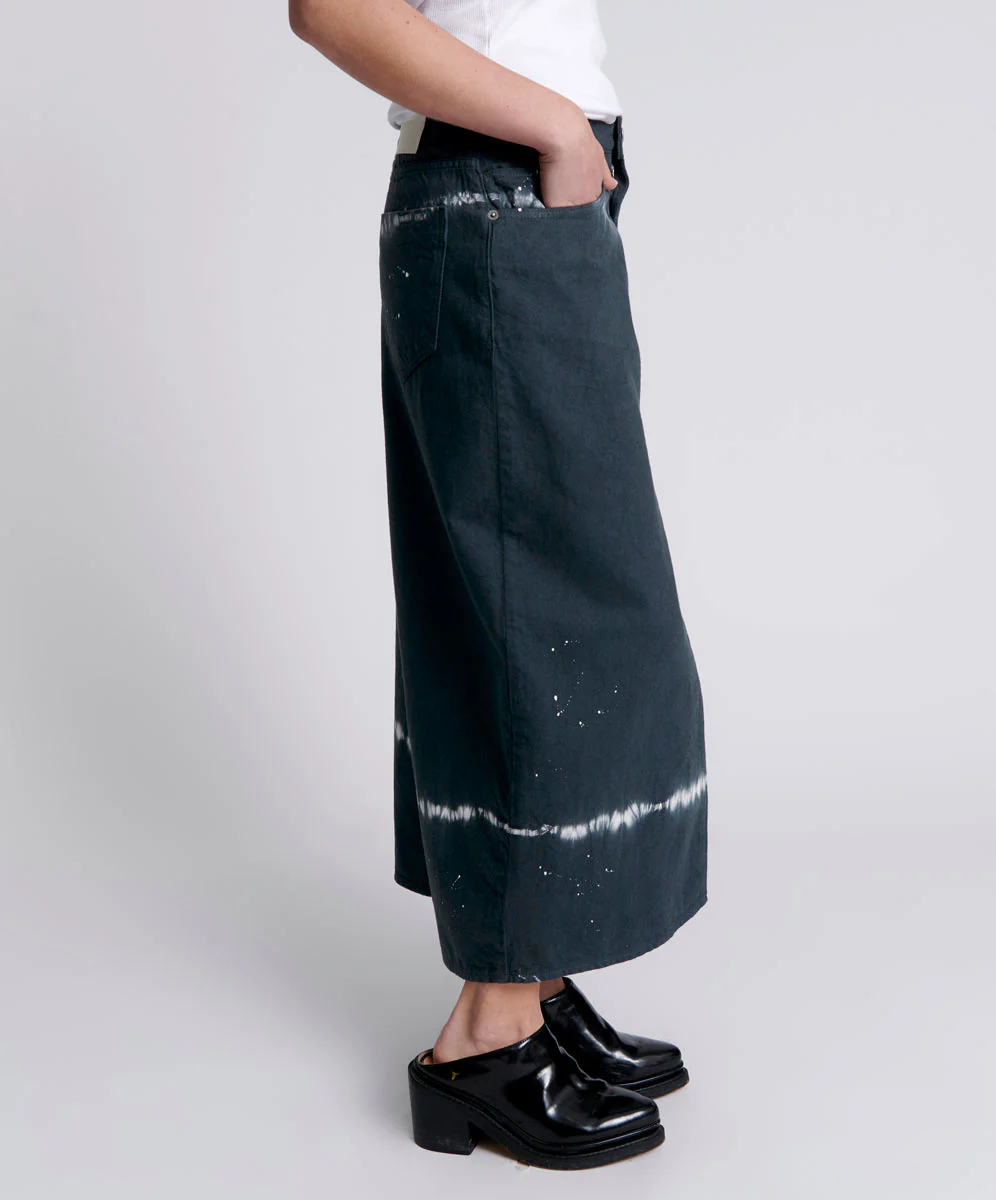 Rocko Mid Waist Long Length Denim Skirt - Black Magic - Image 5