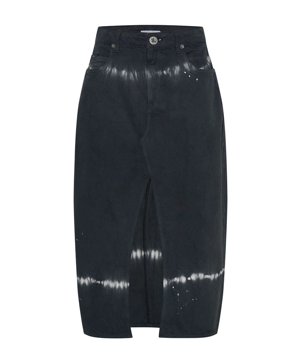 Rocko Mid Waist Long Length Denim Skirt - Black Magic - Image 6
