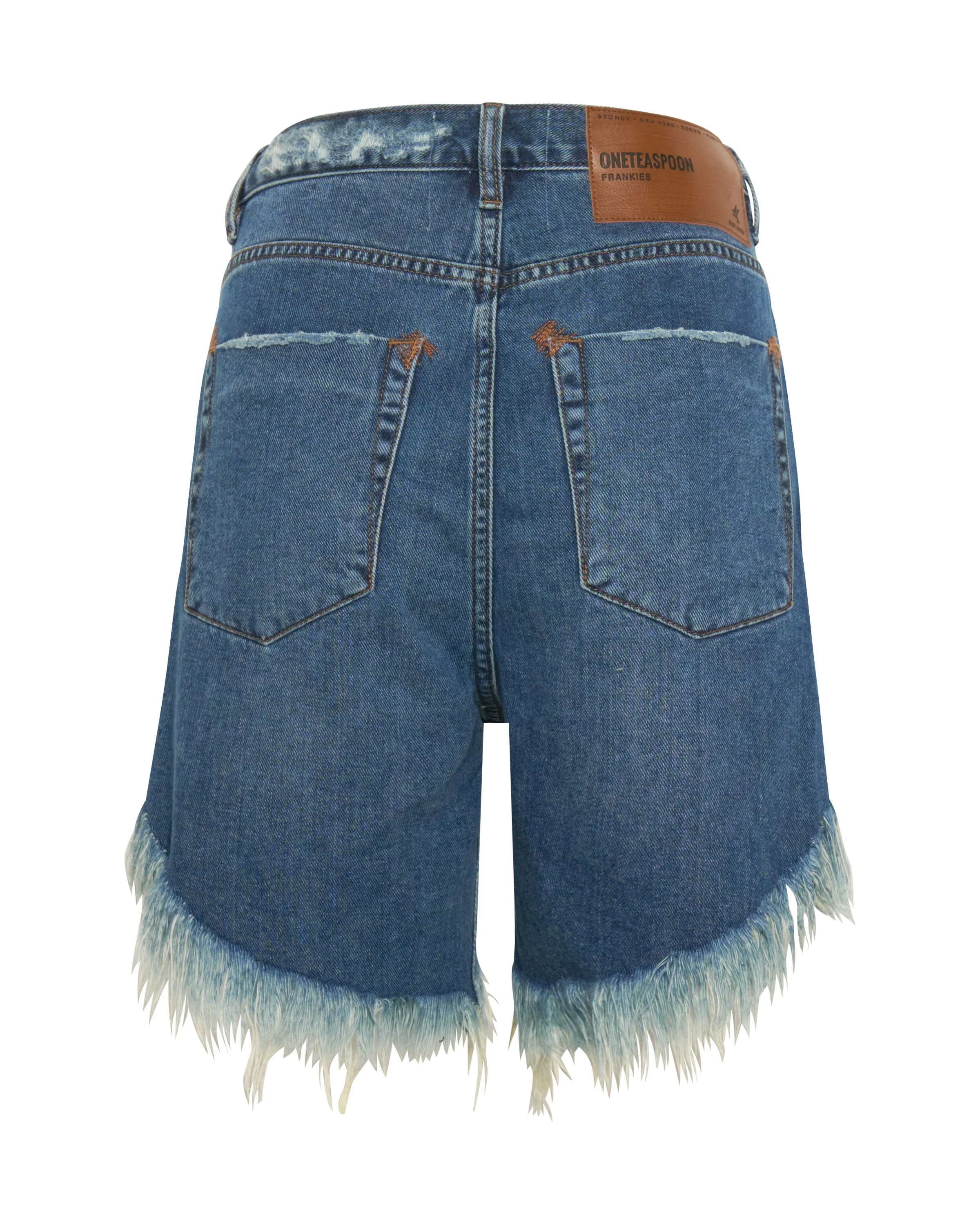 Frankies Low Waist Long Length Denim Shorts - Rodeo Blue - Image 6