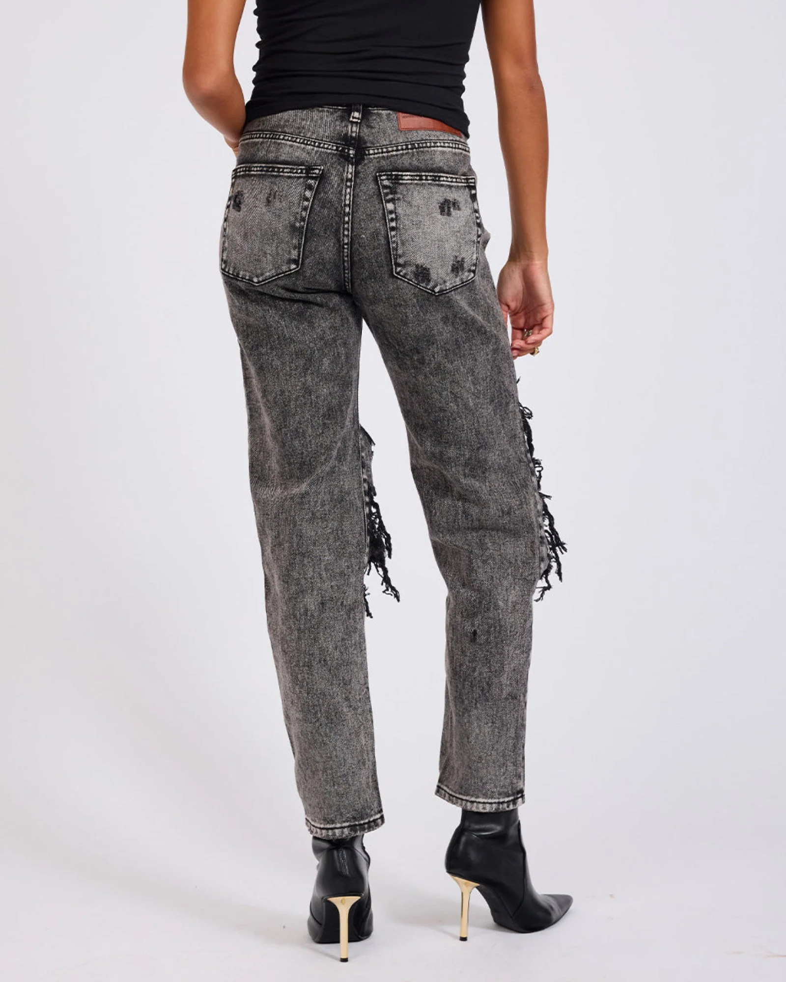 Awesome Baggies High Waist Straight Leg Denim Jeans - Rodeo Grey - Image 5