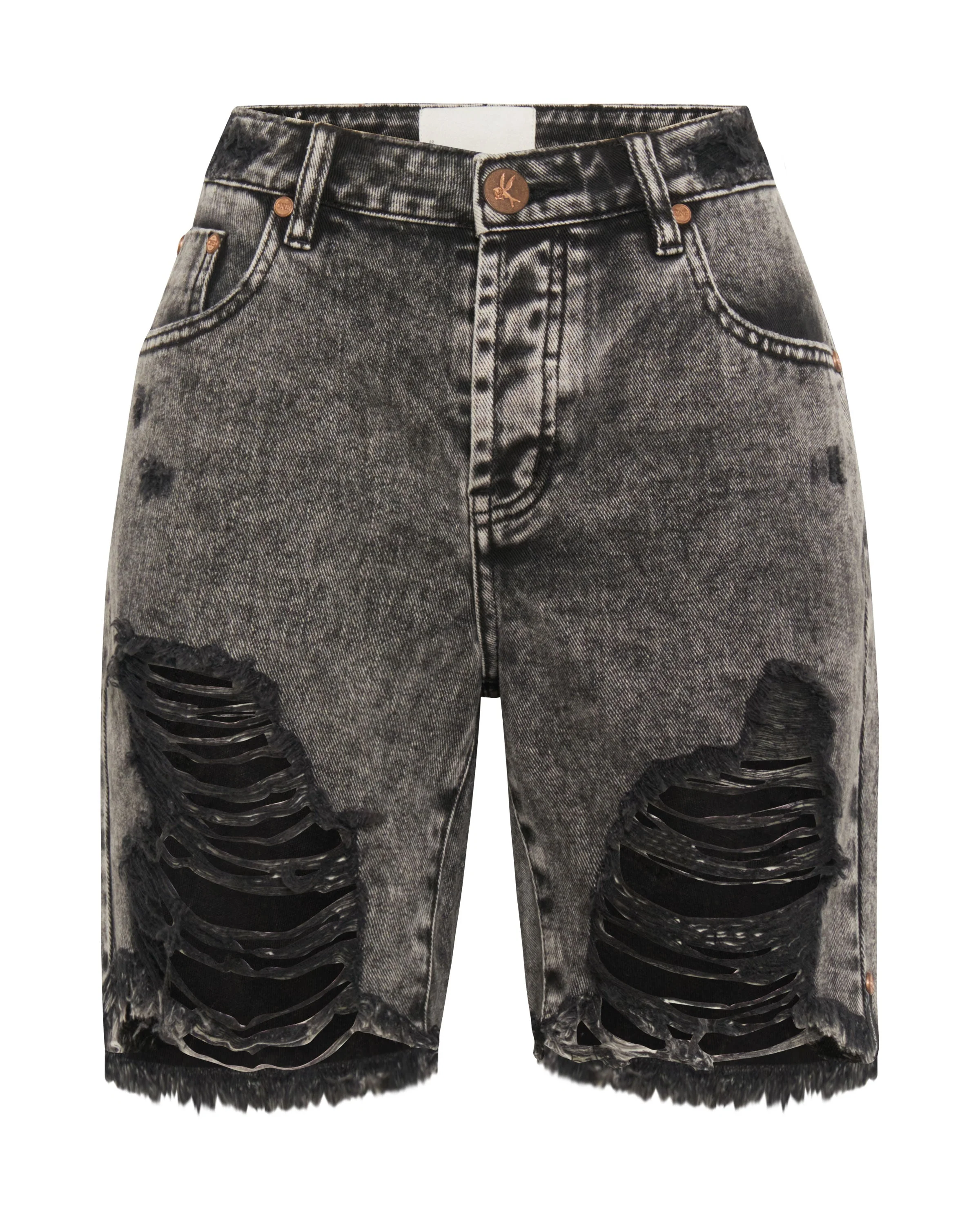 Stevies Low Waist Waist Long Length Boyfriend Denim Shorts - Rodeo Grey - Image 6