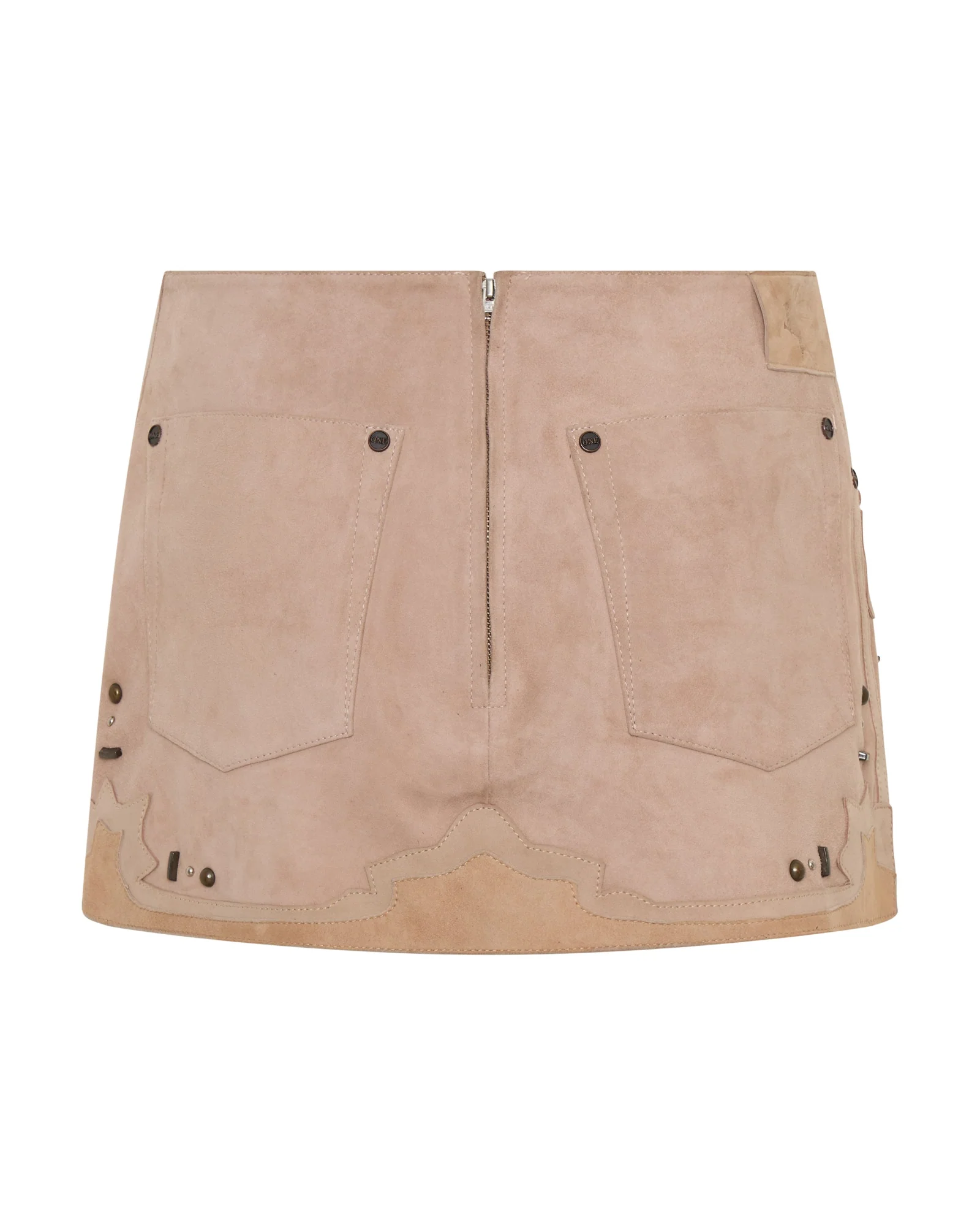 Rodeo Renegade Studded Applique Low Waist Mini Suede Skirt - Dusty Pink - Image 17