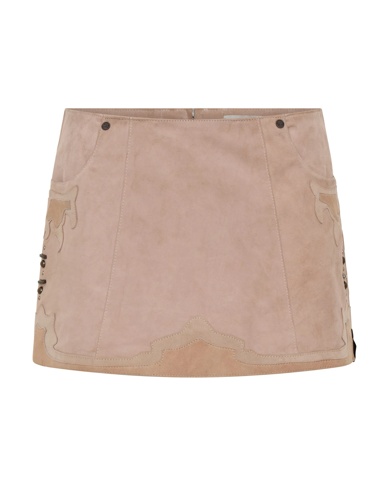Rodeo Renegade Studded Applique Low Waist Mini Suede Skirt - Dusty Pink - Image 18