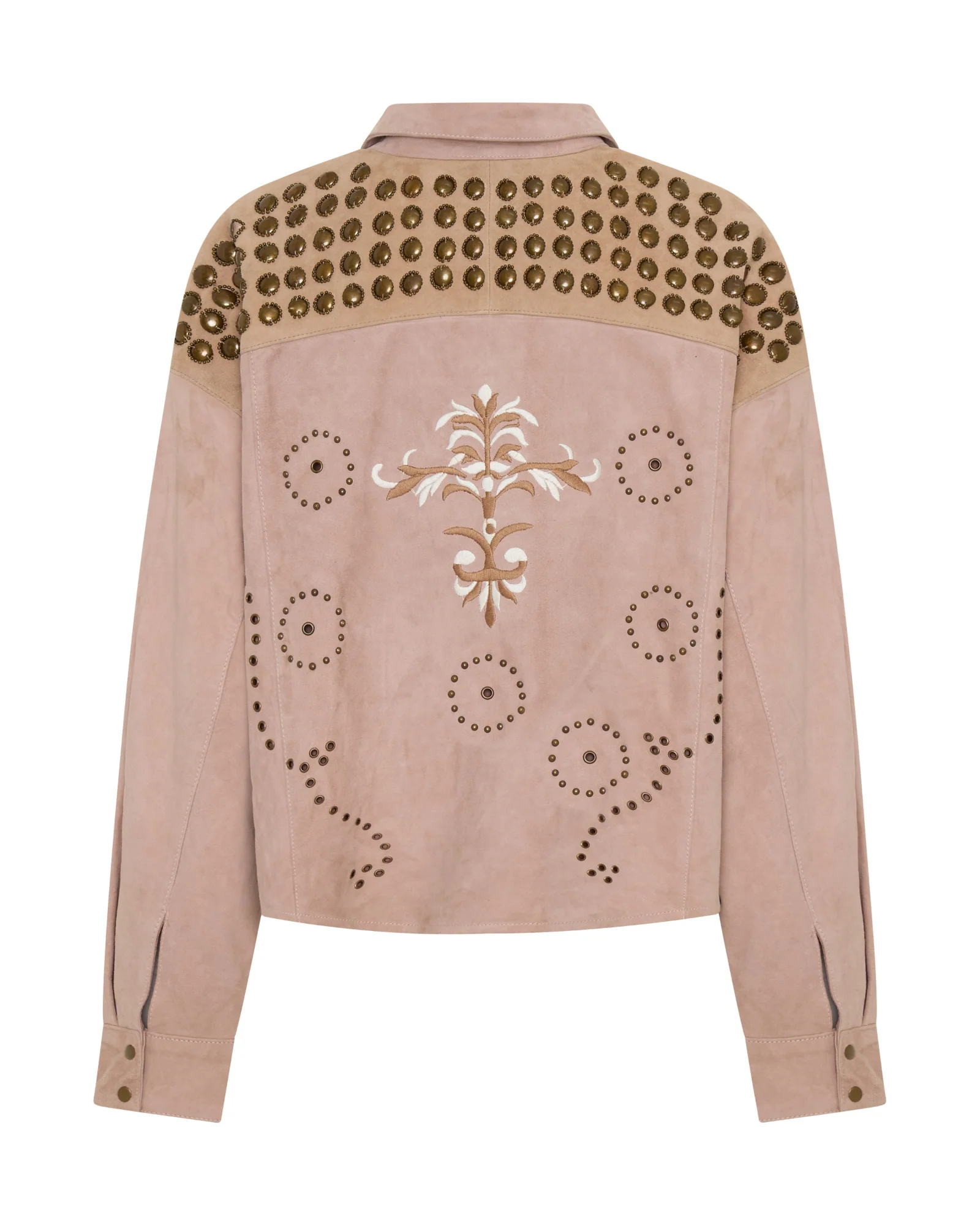 Rodeo Renegade Studded Embroidered Crop Suede Jack - Dusty Pink - Image 19