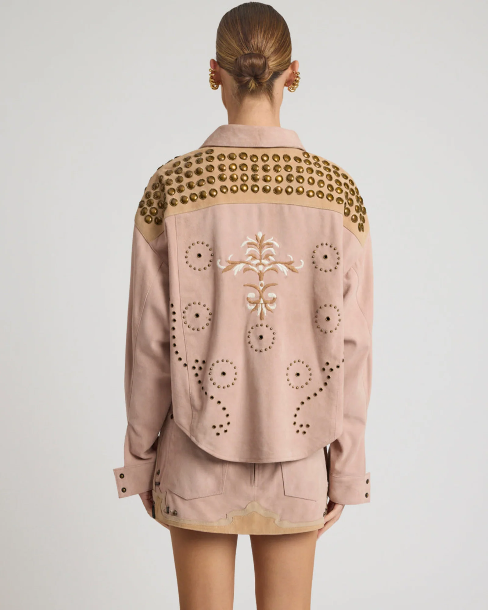 Rodeo Renegade Studded Embroidered Crop Suede Jack - Dusty Pink - Image 5