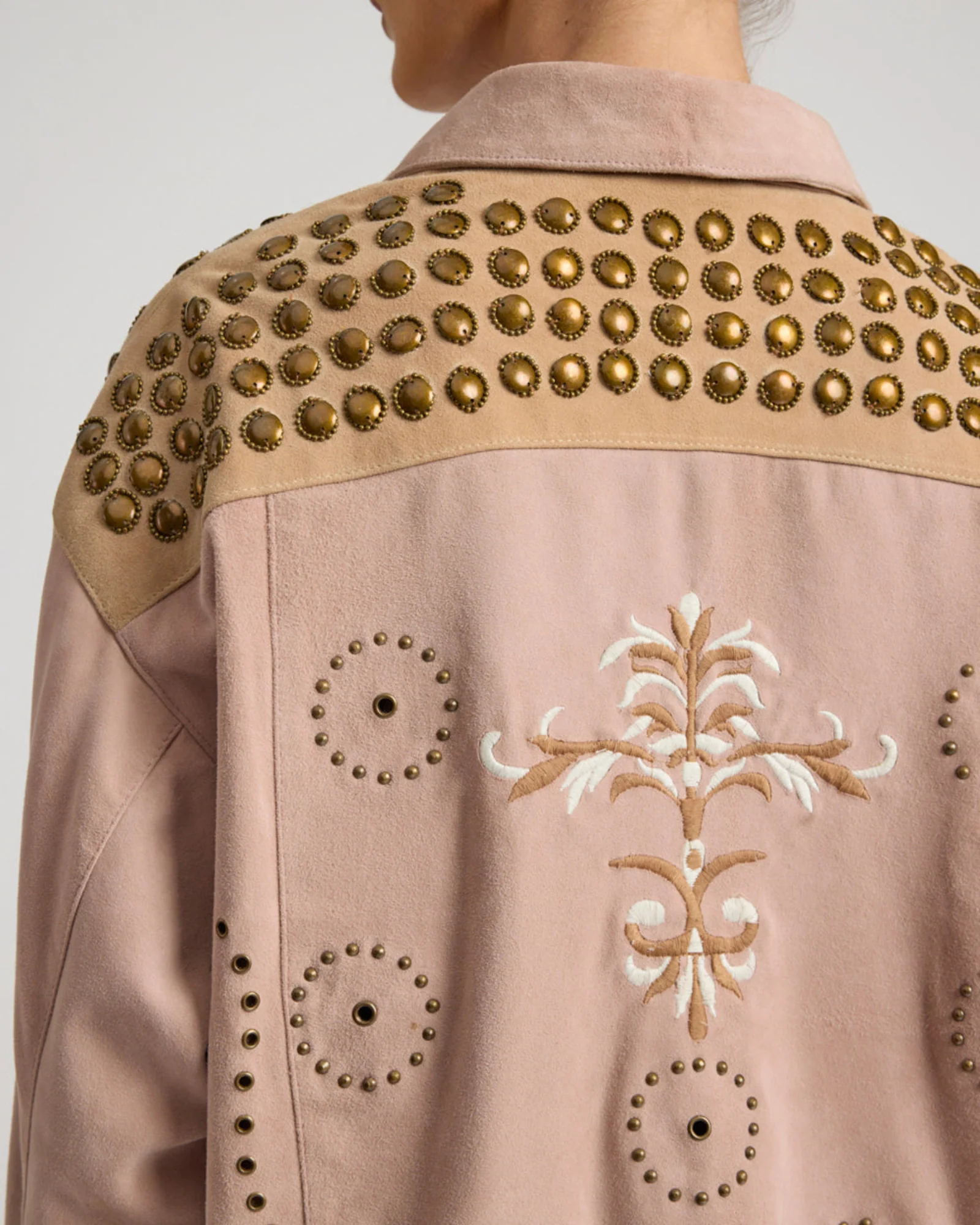 Rodeo Renegade Studded Embroidered Crop Suede Jack - Dusty Pink - Image 7