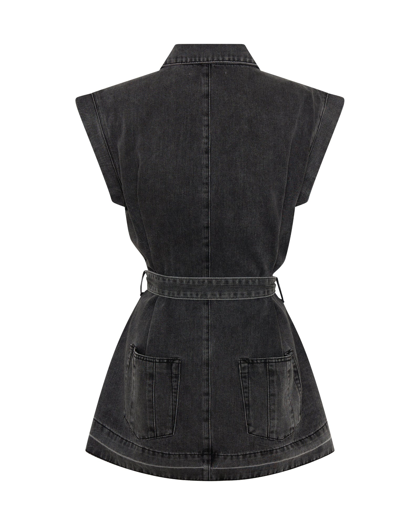 Rogue Aviator Mini Denim Dress - Washed Black - Image 13