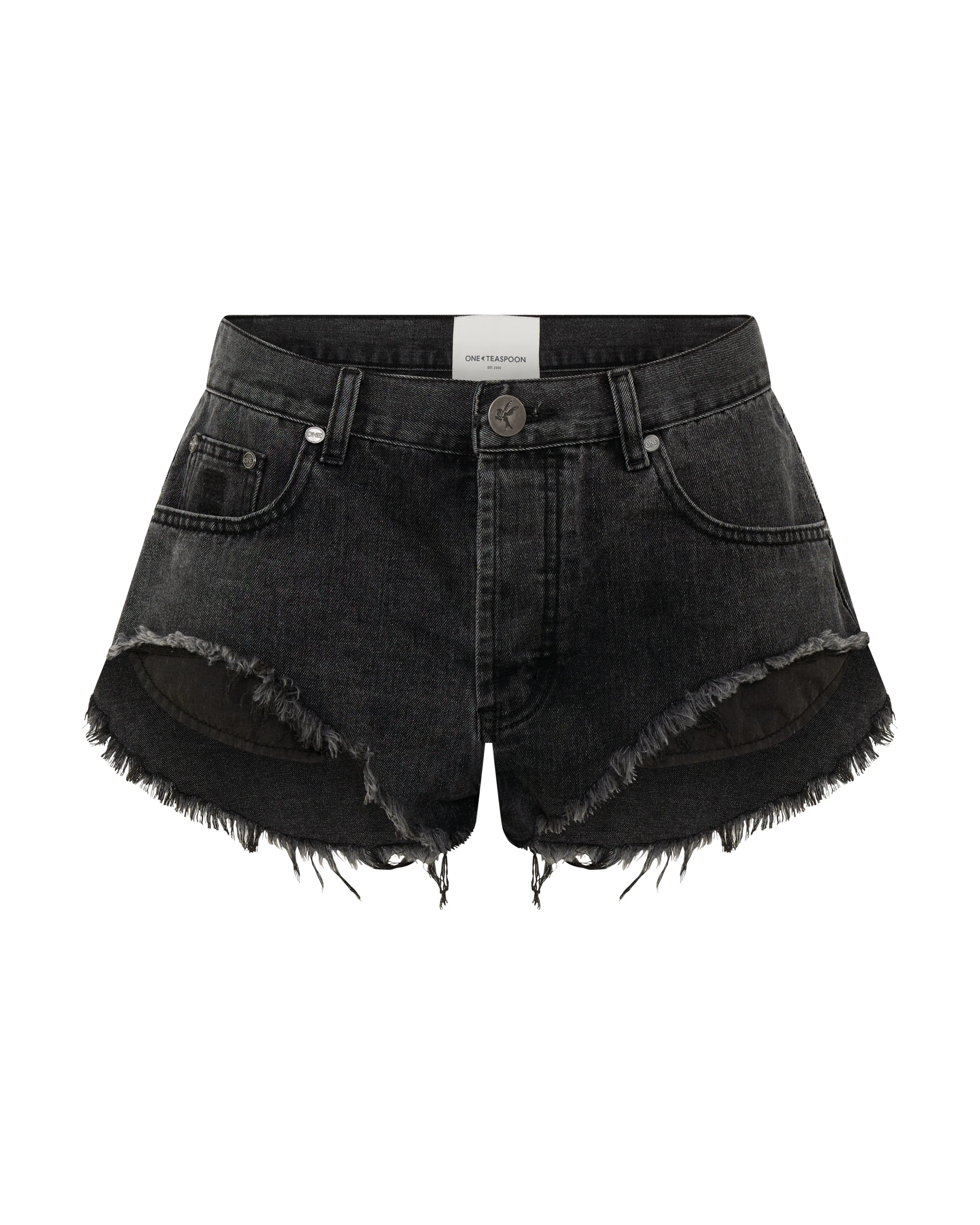 Rollers Low Waist Denim Shorts - Washed Black - Image 11