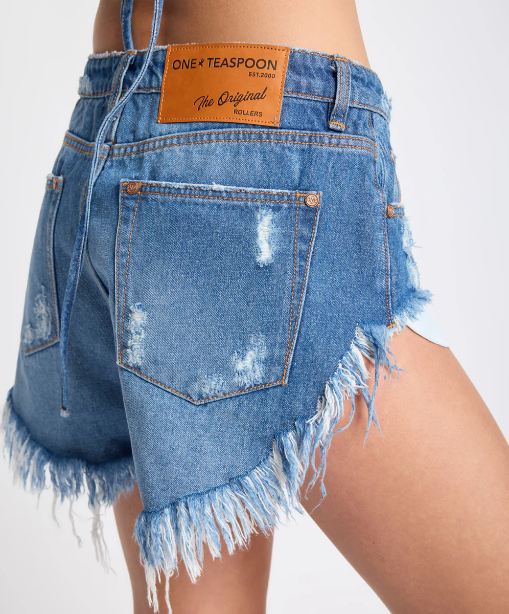 Rollers Low Waist Messed Up Denim Shorts - Pacifica Blue - Image 7