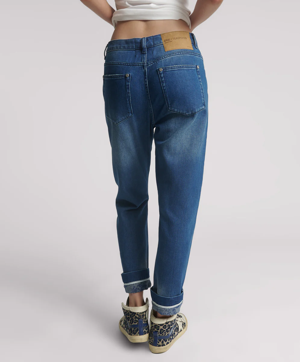 Bandits Low Waist Boyfriend Denim Jeans - Rosewood - Image 4