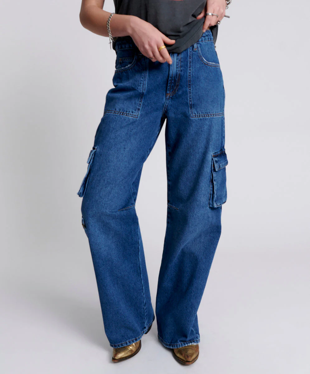Jackson Mid Waist Wide Leg Denim Jeans - Rosewood - Image 2
