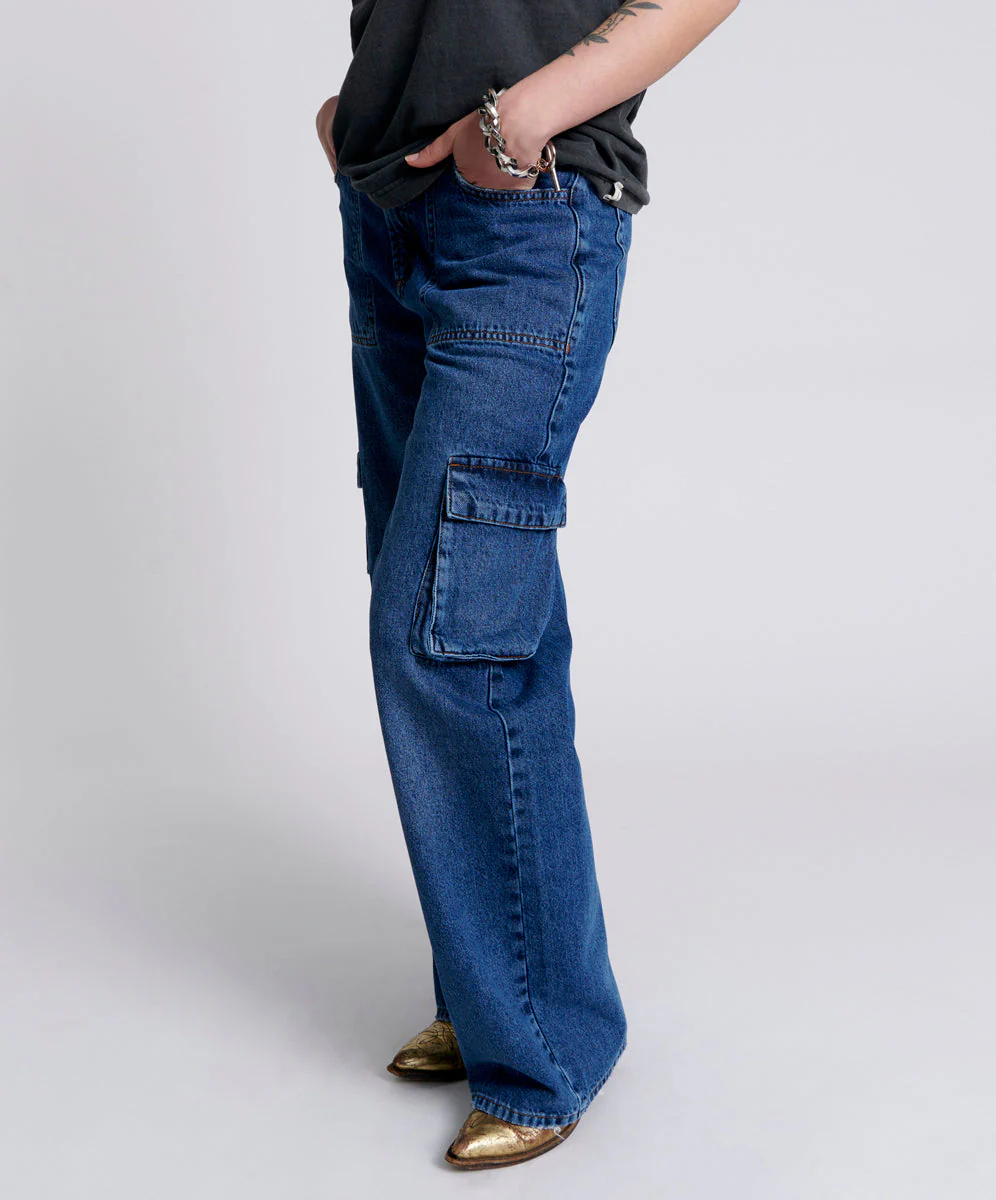 Jackson Mid Waist Wide Leg Denim Jeans - Rosewood - Image 3