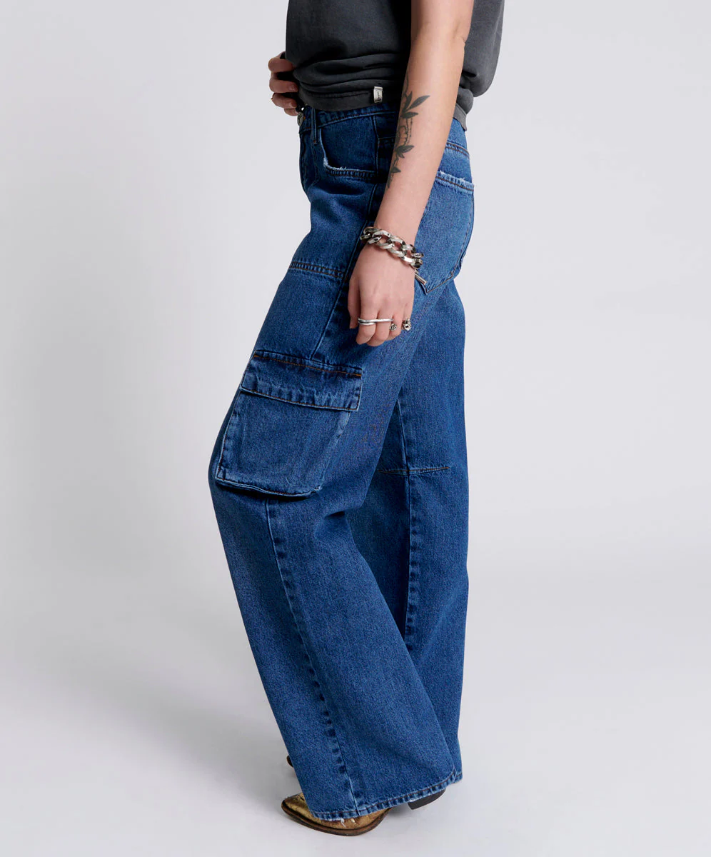 Jackson Mid Waist Wide Leg Denim Jeans - Rosewood - Image 4