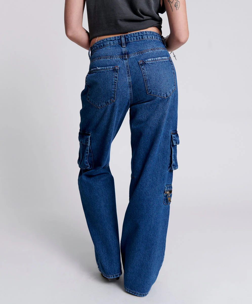 Jackson Mid Waist Wide Leg Denim Jeans - Rosewood - Image 5
