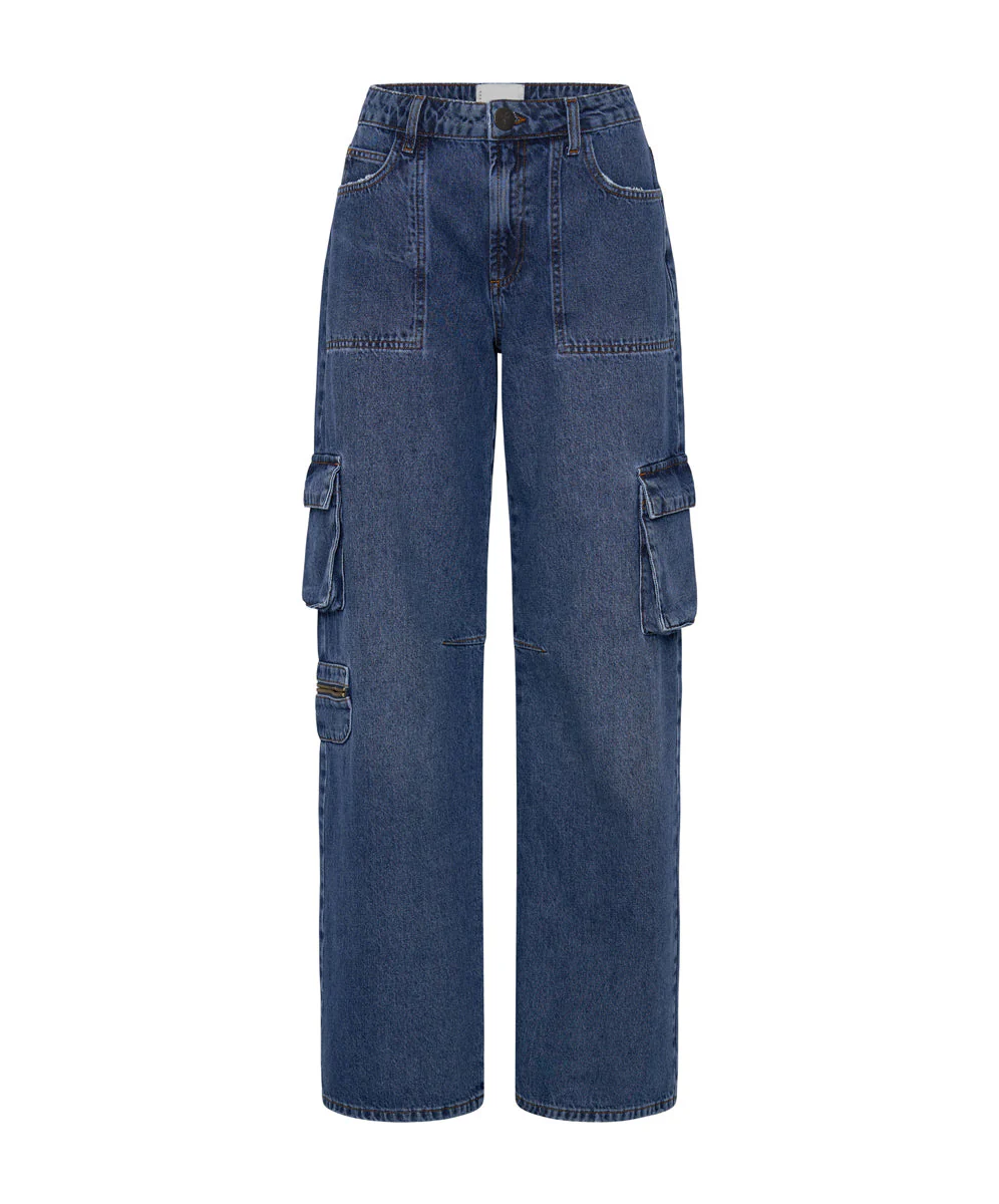 Jackson Mid Waist Wide Leg Denim Jeans - Rosewood - Image 6