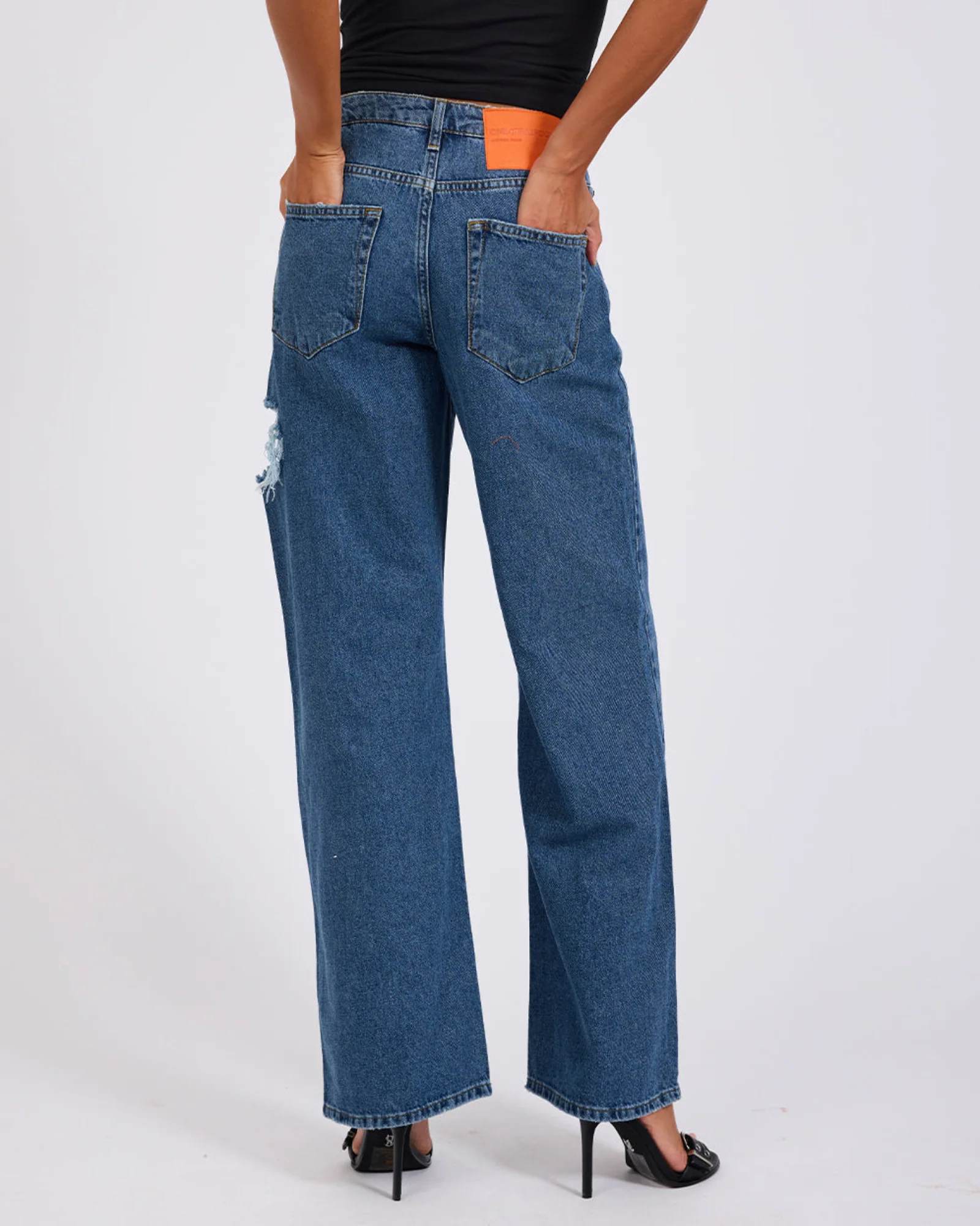 Jackson Mid Waist Wide Leg Denim Jeans - Rosewood - Image 5