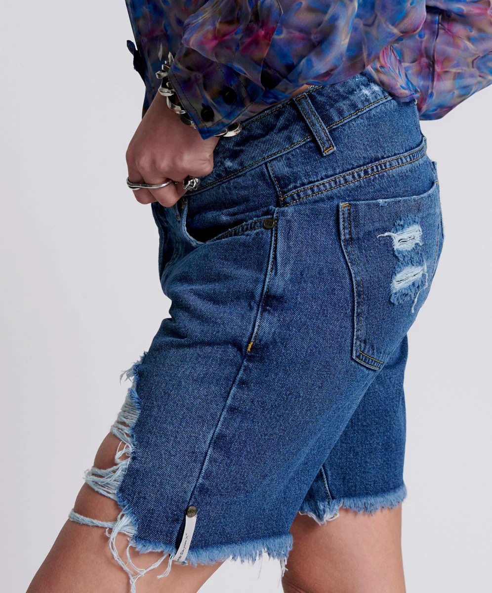 Stevies Low Waist Waist Long Length Boyfriend Denim Shorts - Rosewood - Image 4