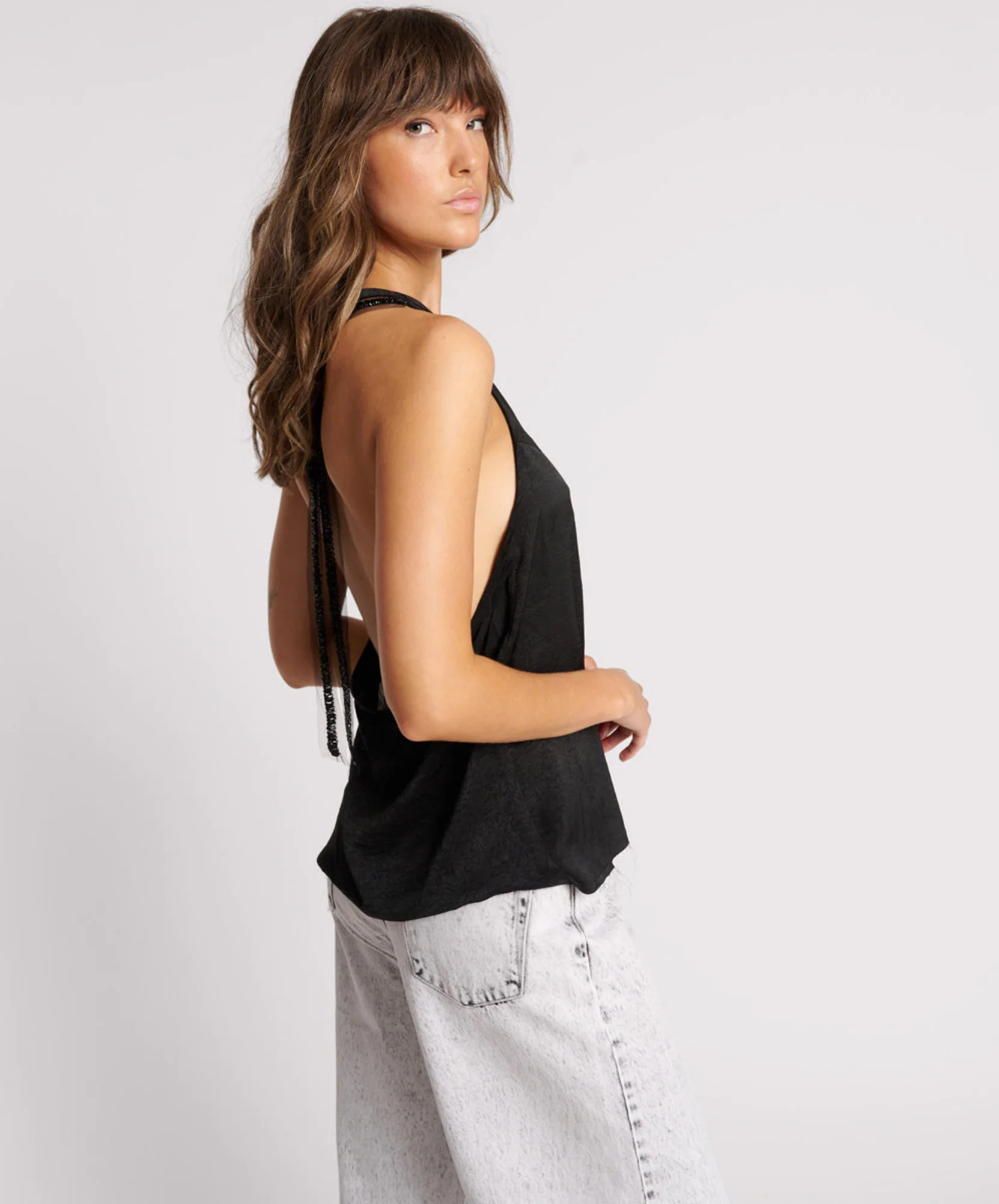 Roxie Embellished Backless Top - Black - Image 4