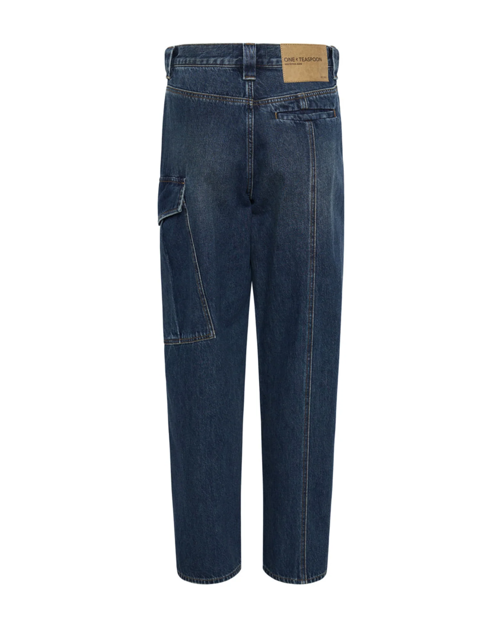 New Fiction Low Waist Wide Leg Cargo Denim Jeans - Royal Blue - Image 7