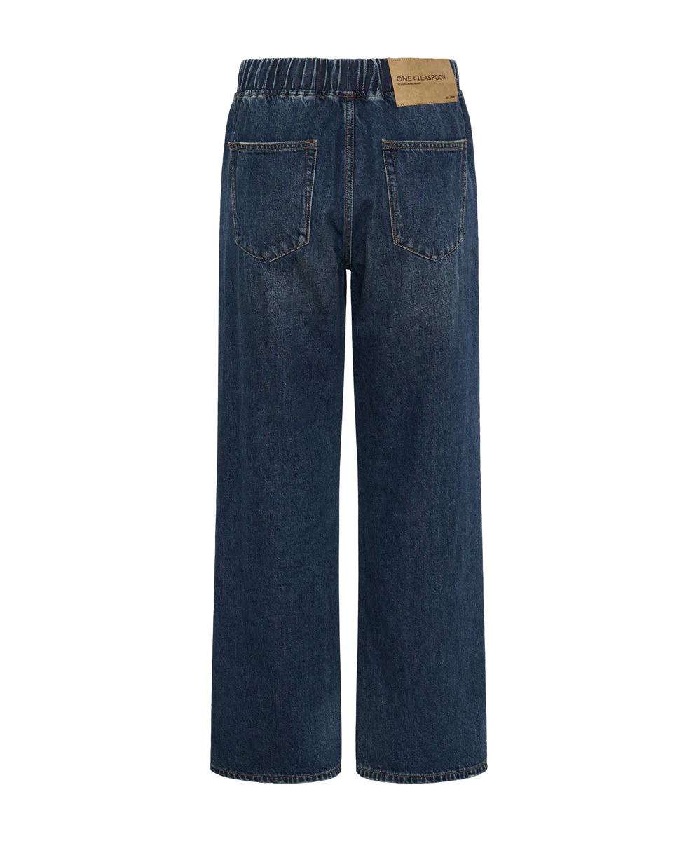 Roadhouse Wide Leg Drawstring Denim Jeans - Royal Blue - Image 7