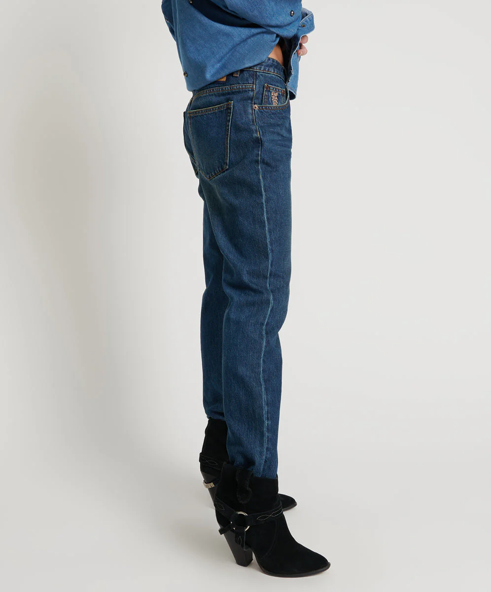 Truckers Mid Waist Straight Leg Denim Jeans - Royal Blue - Image 5