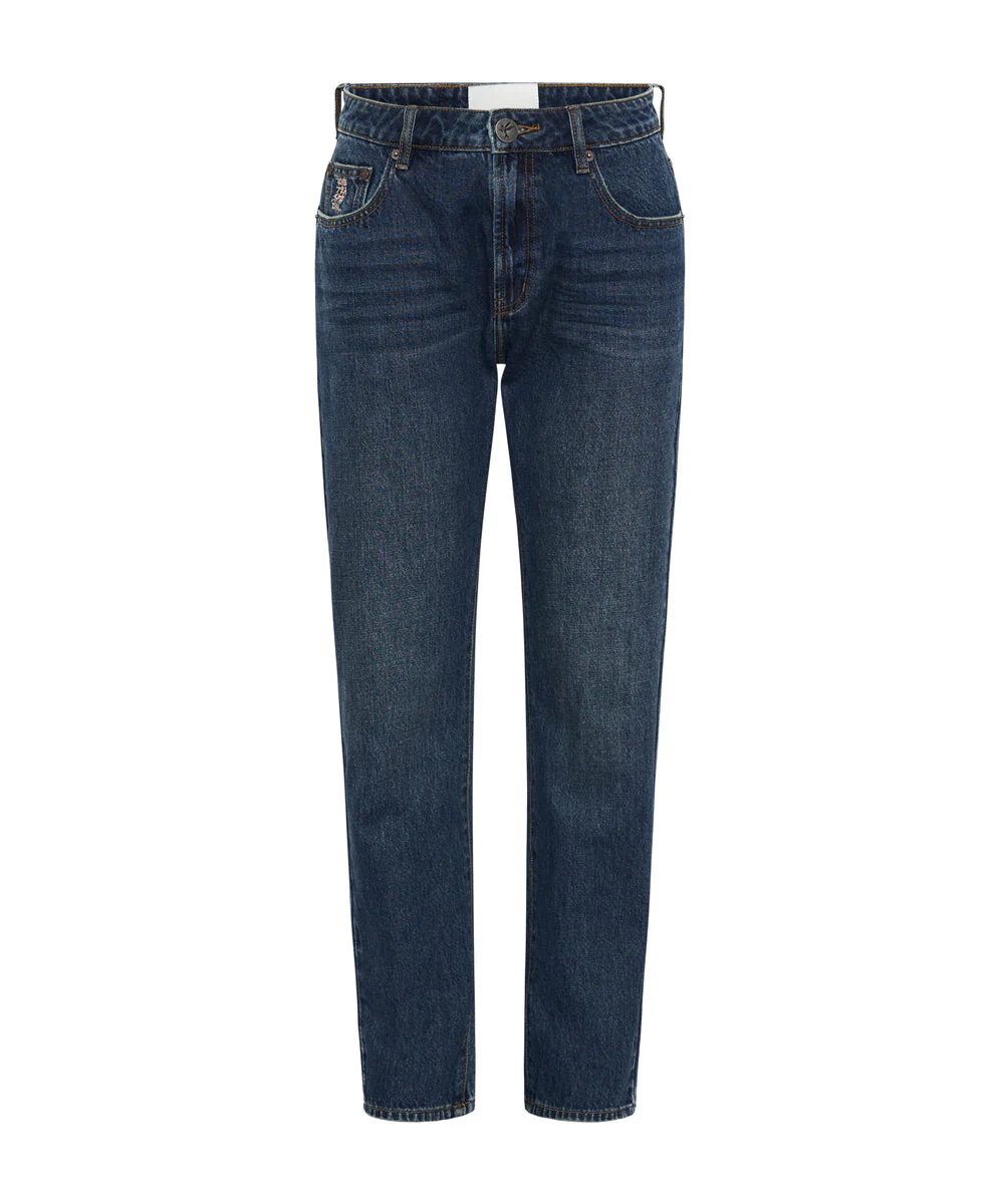 Truckers Mid Waist Straight Leg Denim Jeans - Royal Blue - Image 6
