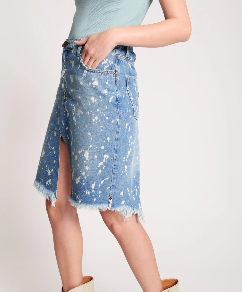 Trucker Trucker Mid Waist Denim Skirt - Royal Salt - Image 2