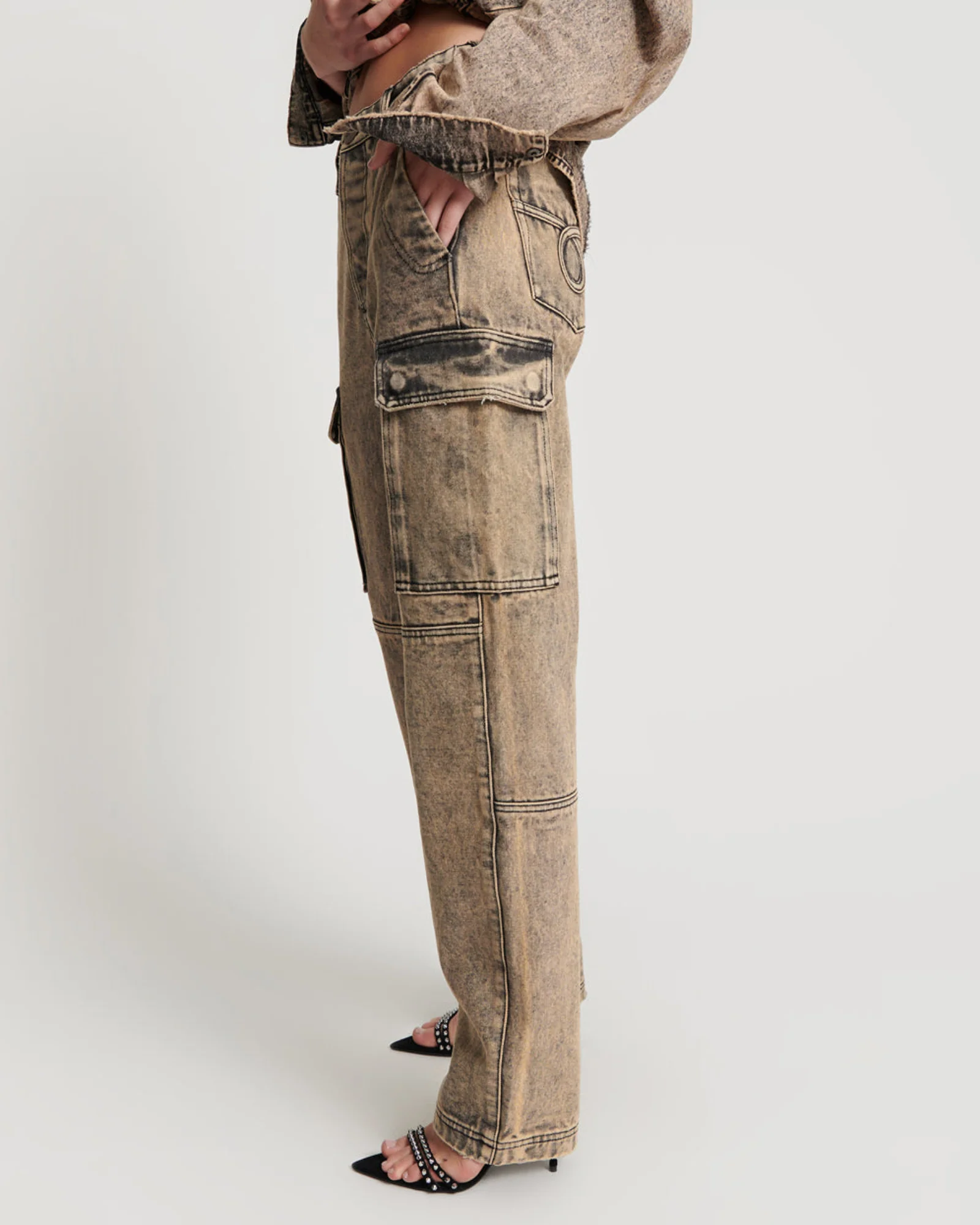 Cargo Motion Denim Jeans - Rust - Image 3