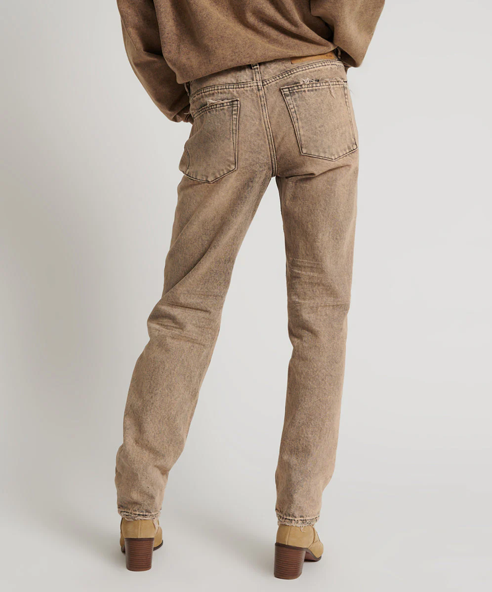 Truckers Mid Waist Straight Leg Denim Jeans - Rust - Image 4