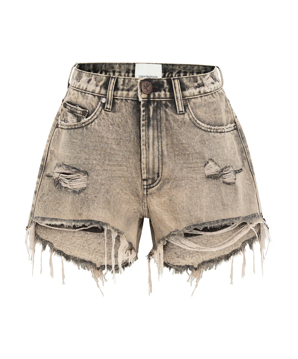 Truckers Mid Waist Relaxed Denim Shorts - Rust - Image 6