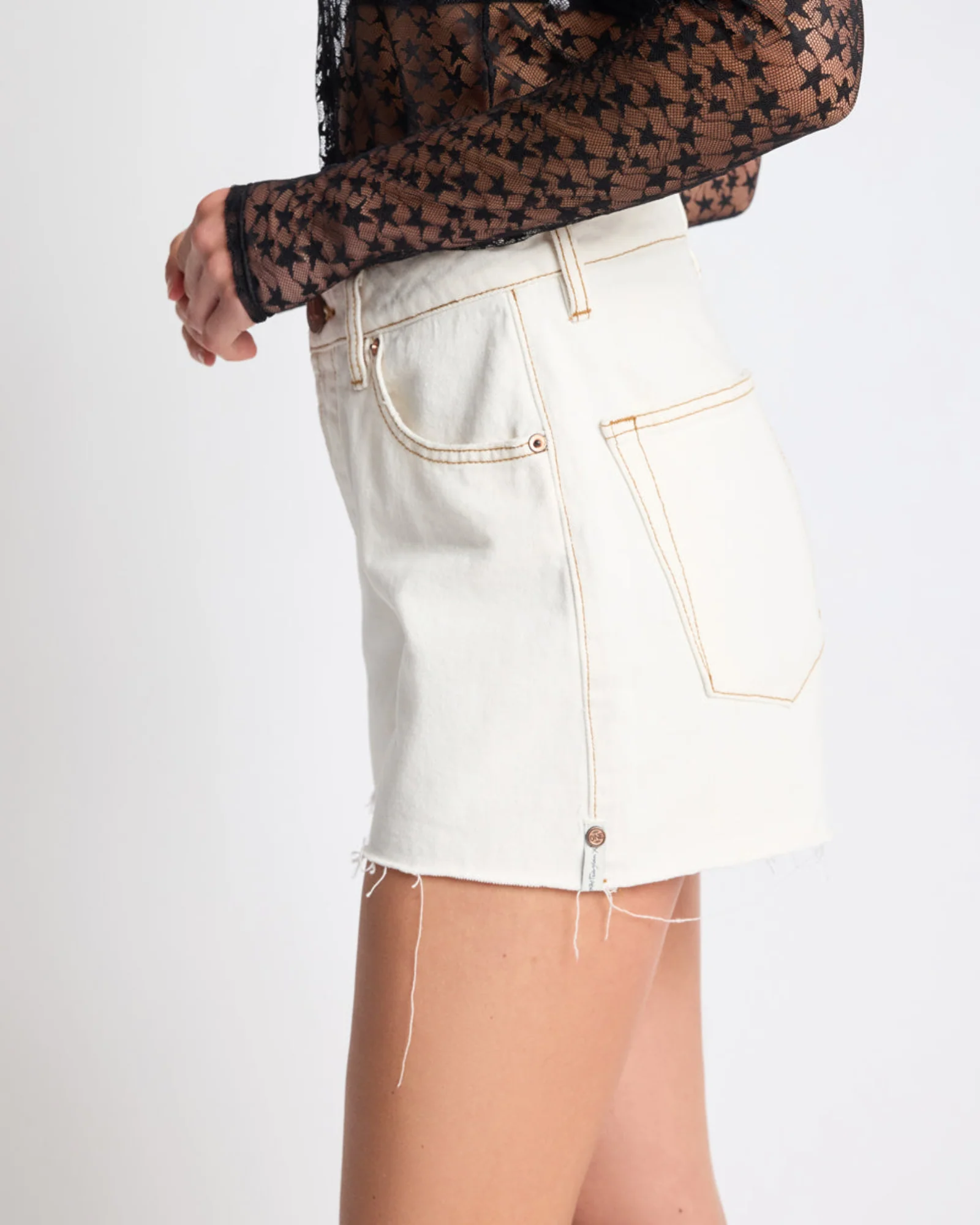 Rustlers High Waist Denim Shorts - White Beauty - Image 4