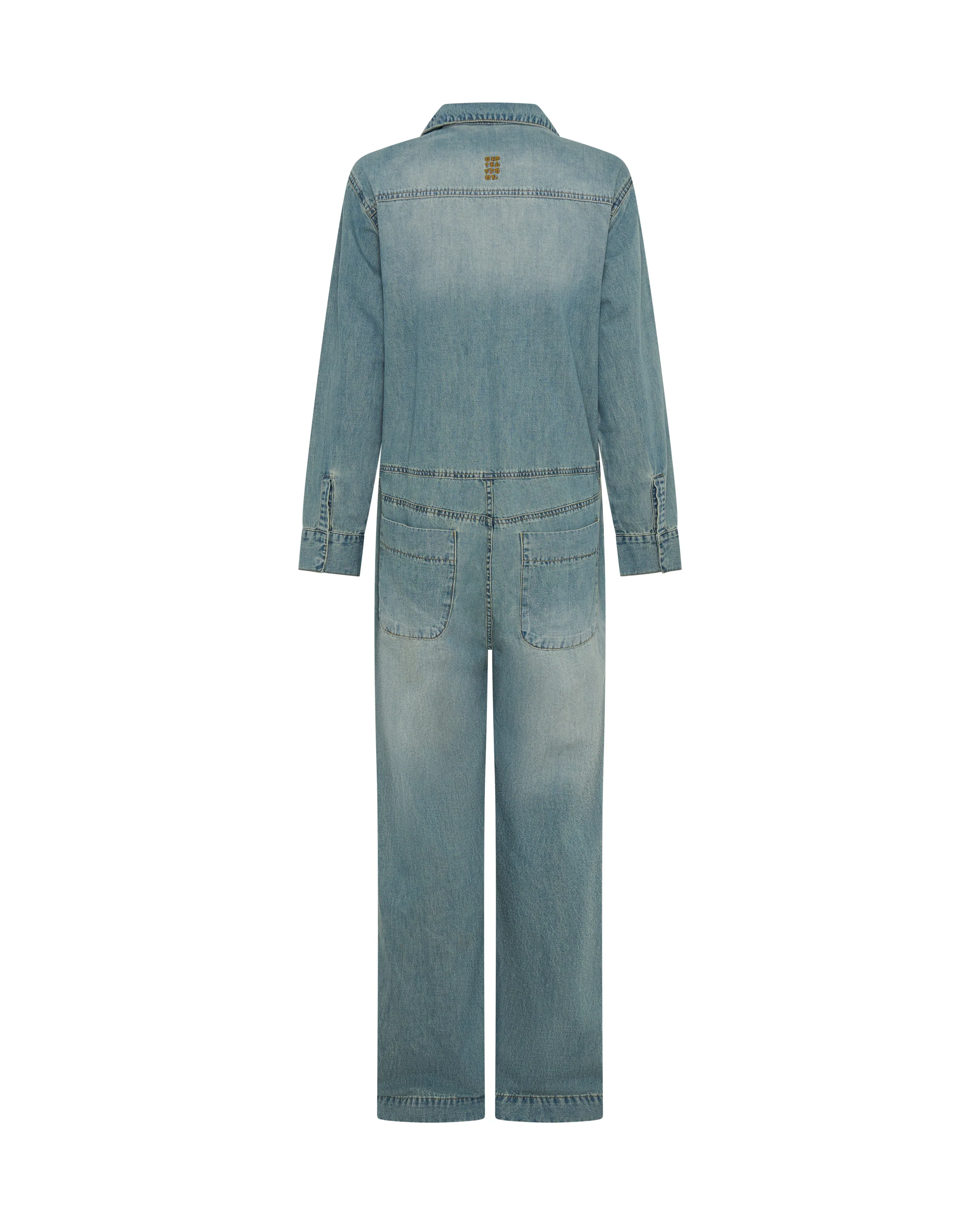 Safari Oversized Boiler Denim Jumpsuit - Used Blue - Image 13