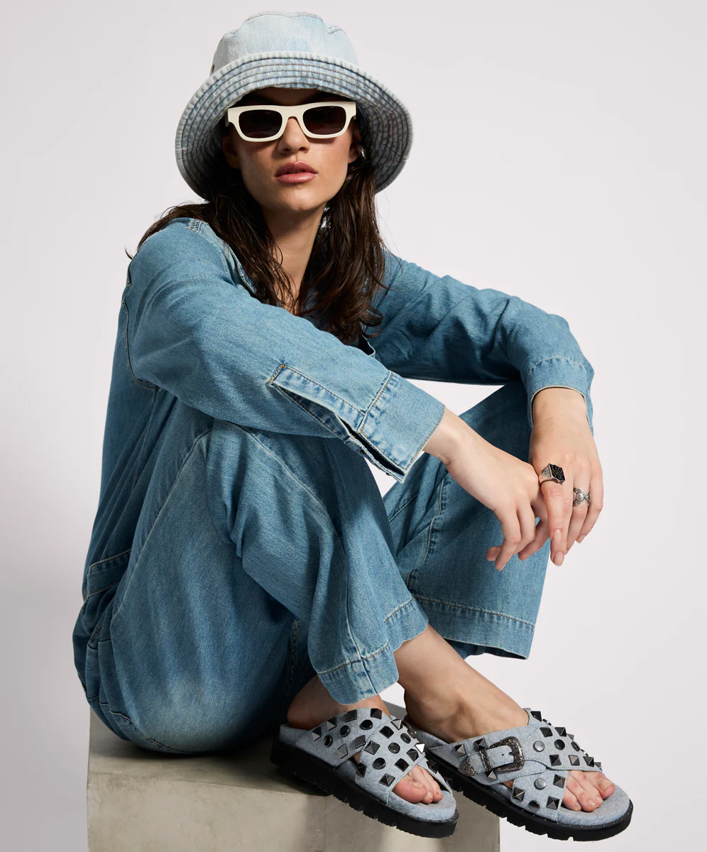 Safari Oversized Boiler Denim Jumpsuit - Used Blue - Image 7