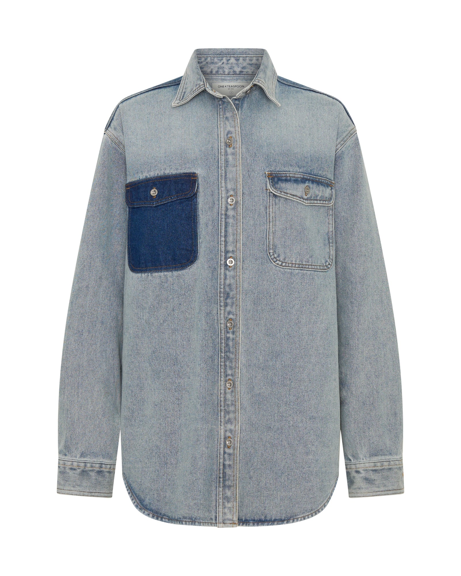 Saint Tropez Everyday Denim Shacket - Hendrixe Blue - Image 10
