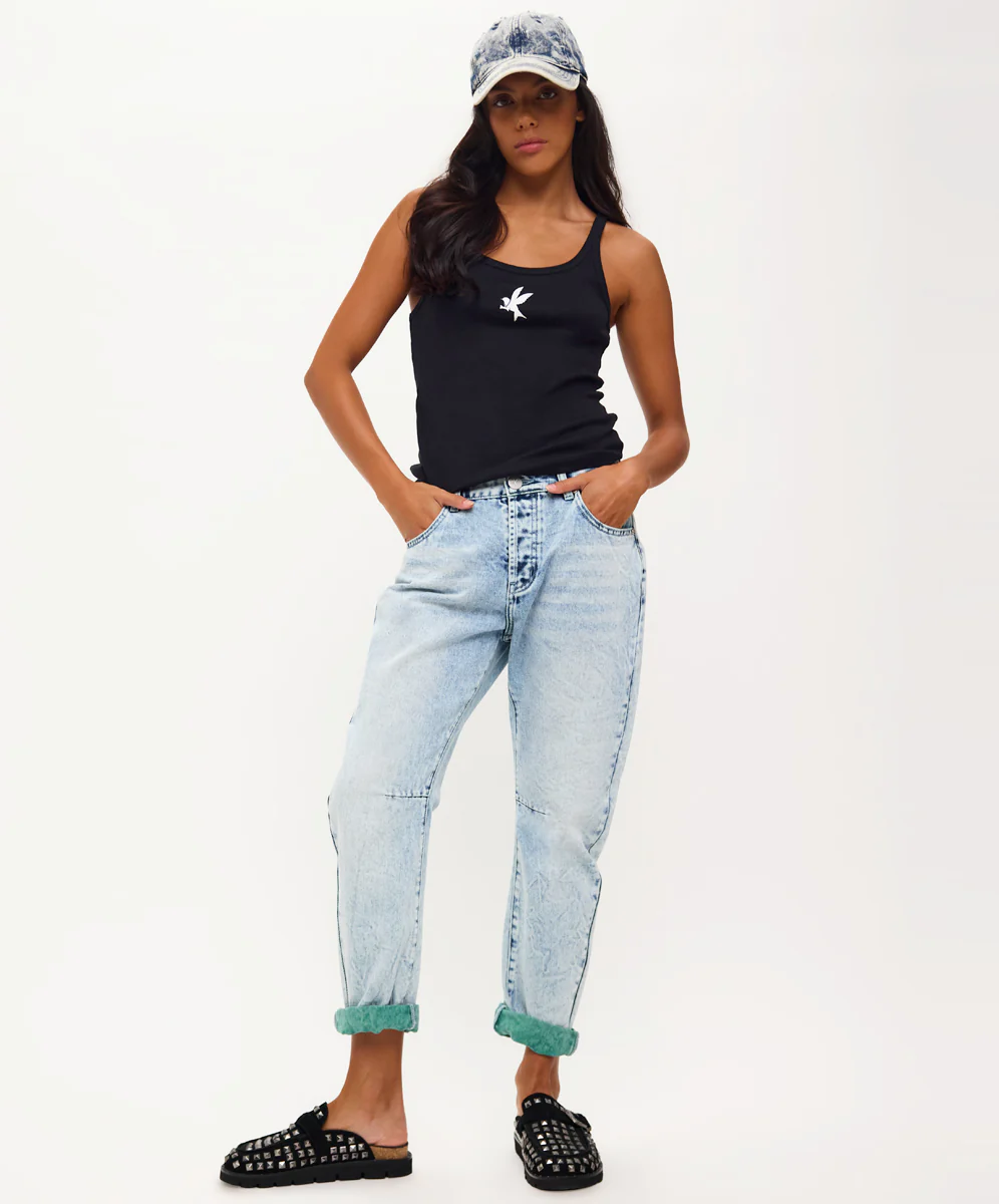 Saints Low Waist Boyfriend Denim Jeans - Blue Fields - Image 11