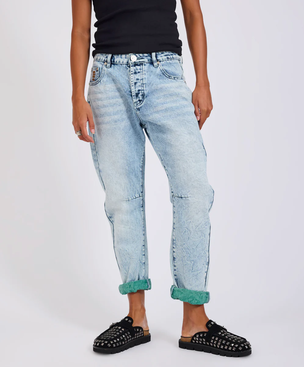 Saints Low Waist Boyfriend Denim Jeans - Blue Fields - Image 5