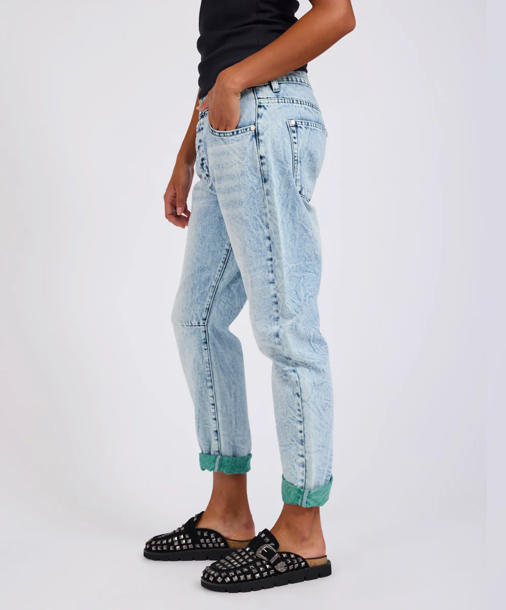 Saints Low Waist Boyfriend Denim Jeans - Blue Fields - Image 6