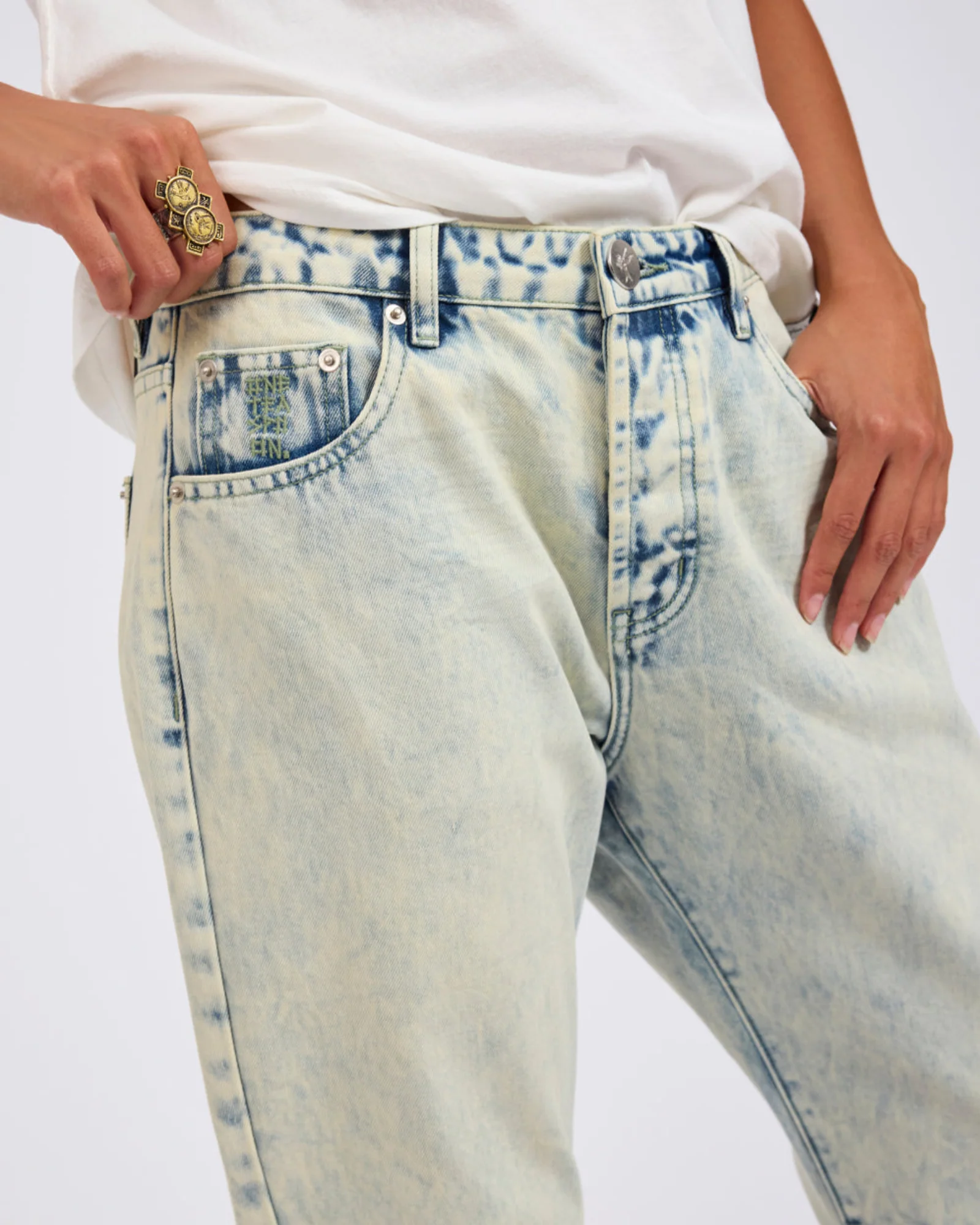 Saints Low Waist Boyfriend Denim Jeans - Ambrosia Blue - Image 7