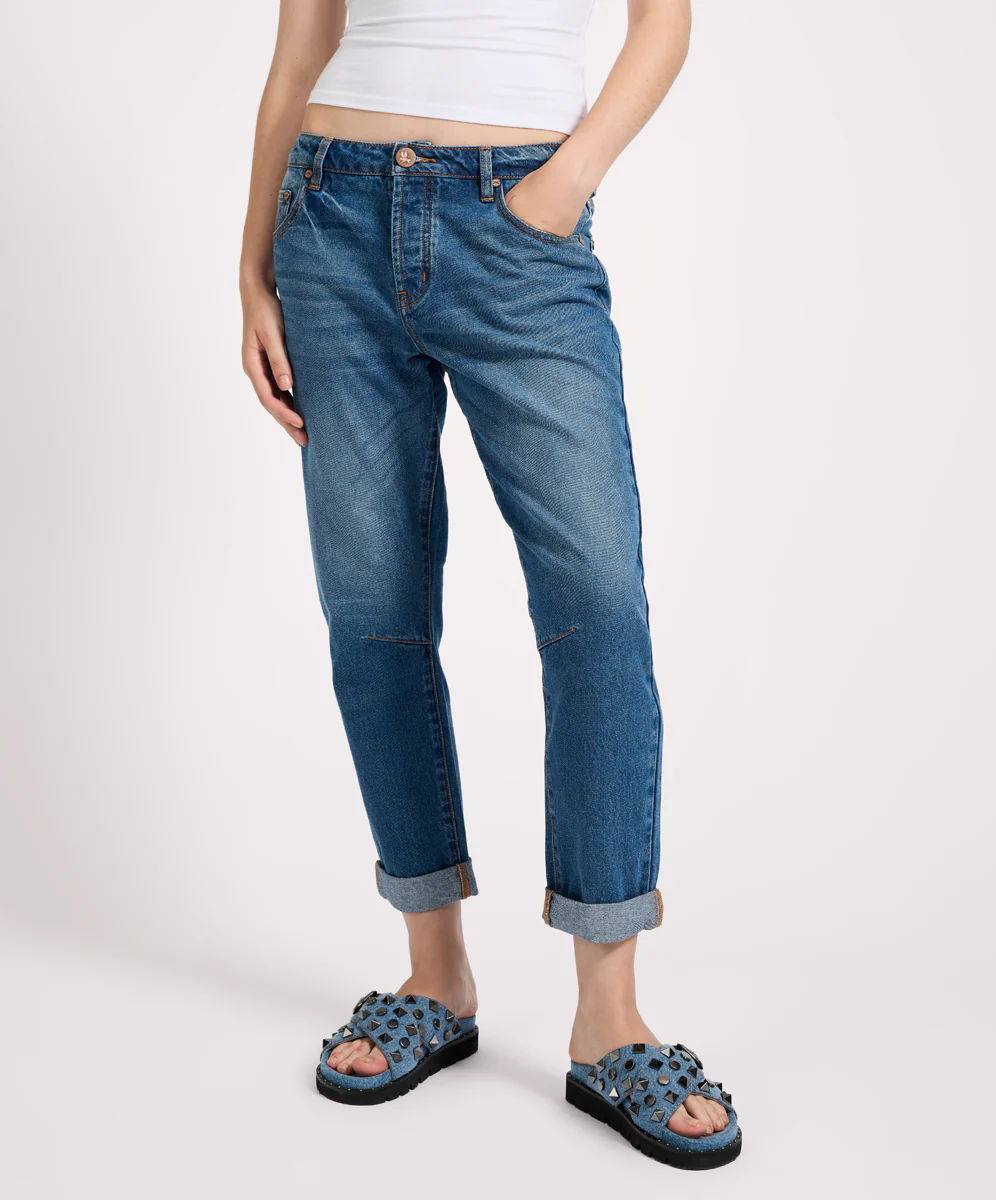 Saints Low Waist Boyfriend Denim Jeans - Image 3