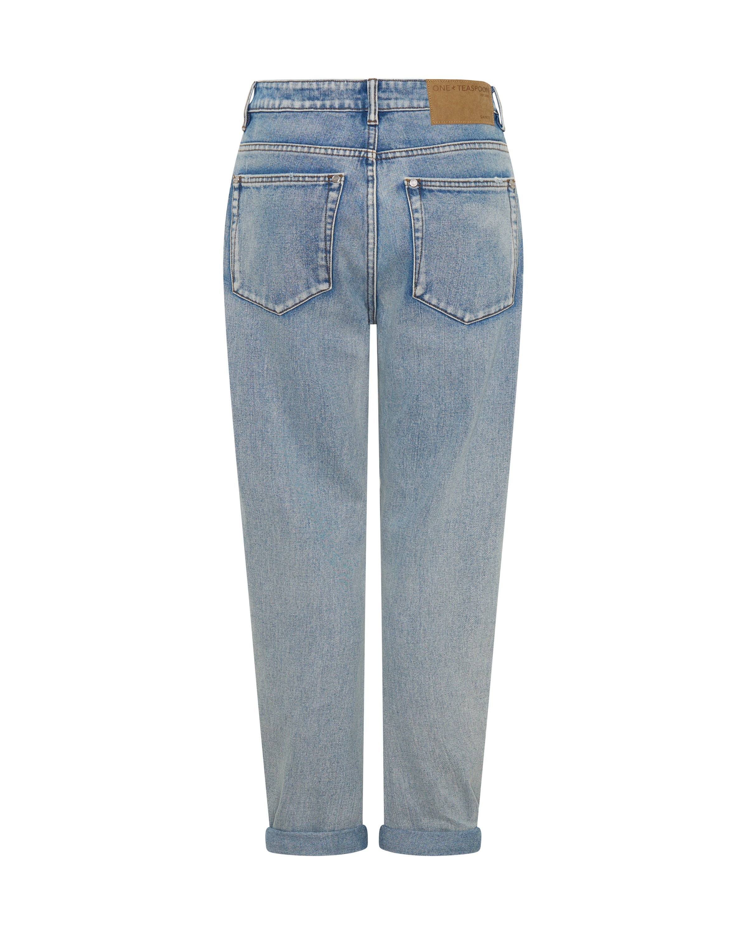 Saints Low Waist Messed Up Boyfriend Denim Jeans - Hendrixe Blue - Image 11