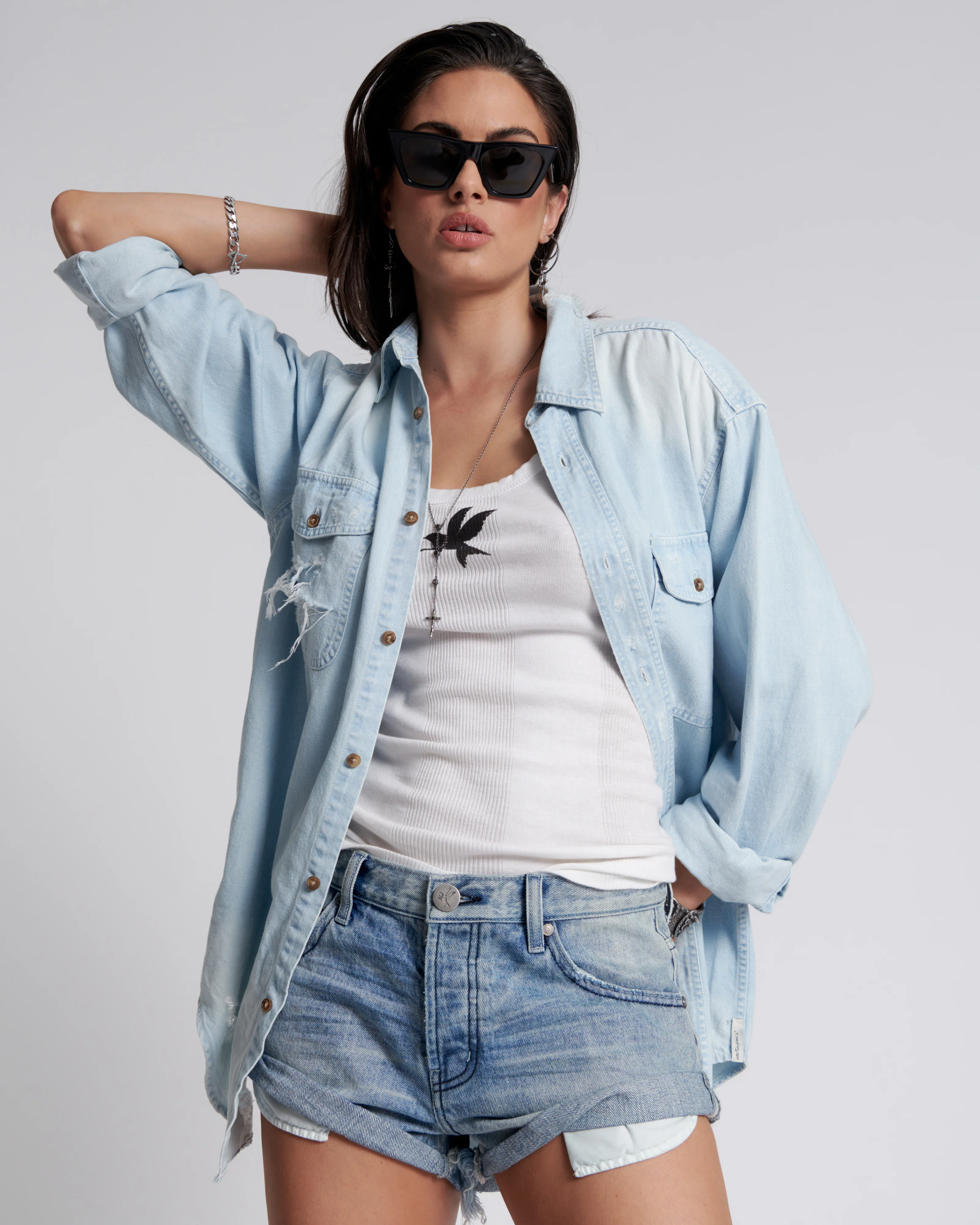 Bandits Low Waist Denim Shorts - Archived Salty Dog Blue - Image 2